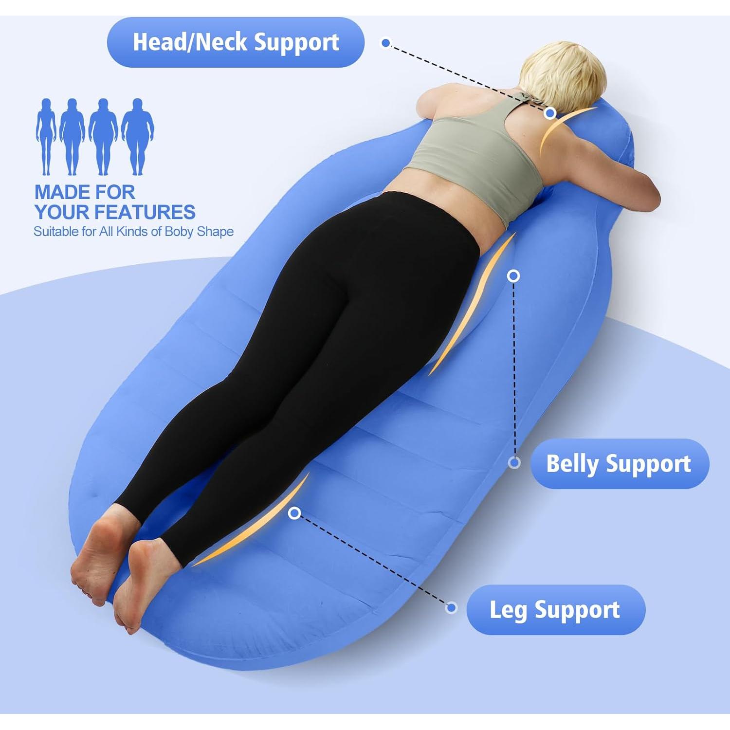 Cojín Inflable para Embarazo PregSpag, Azul, 182x66 cm