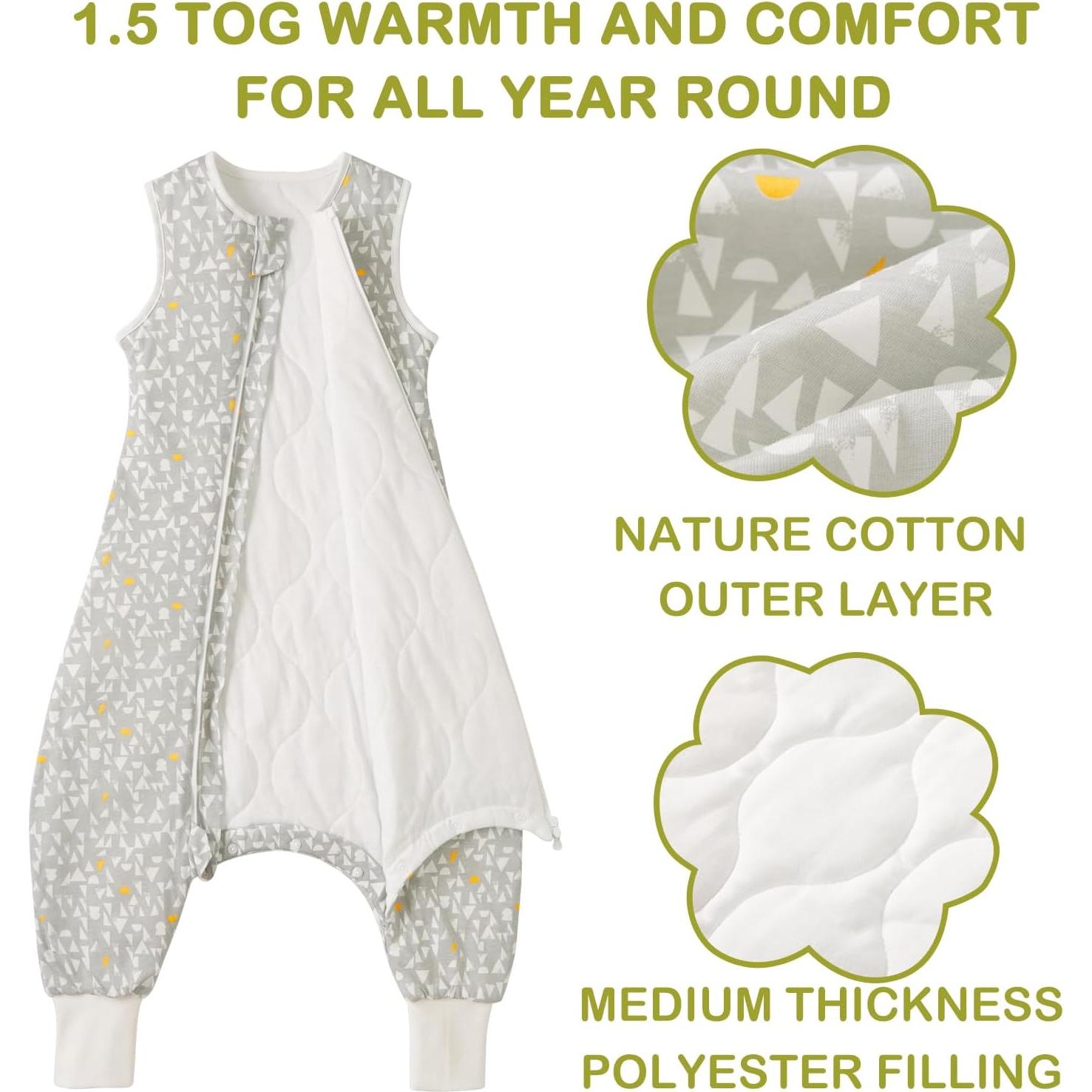 Saco de Sueño 1.5 TOG Nivolltha con Piernas 100% Algodón Orgánico