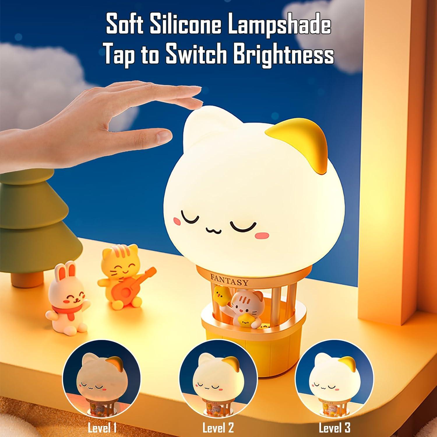 Luz Nocturna Recargable Gato KVPPVT 3 Niveles de Brillo