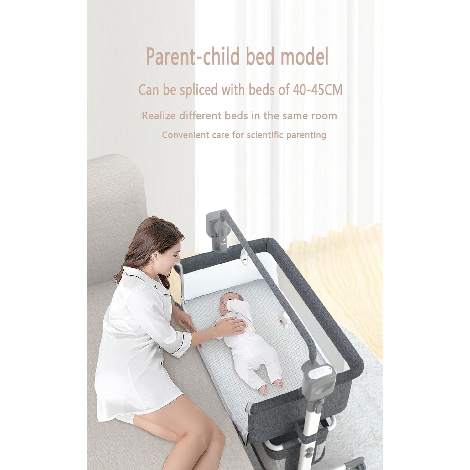Cuna Lateral Inteligente Suttonbebe Gris con Control Remoto