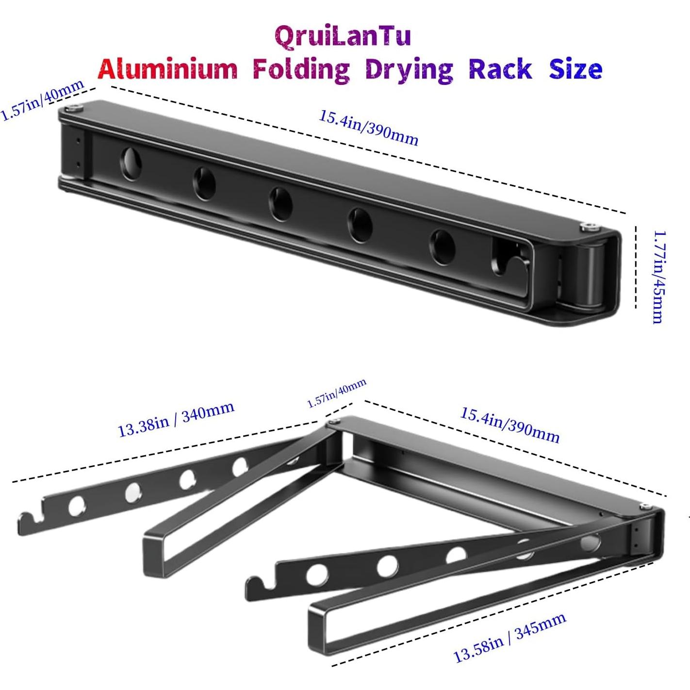 Estante de Secado Plegable Montado en Pared QruiLanTu Gris