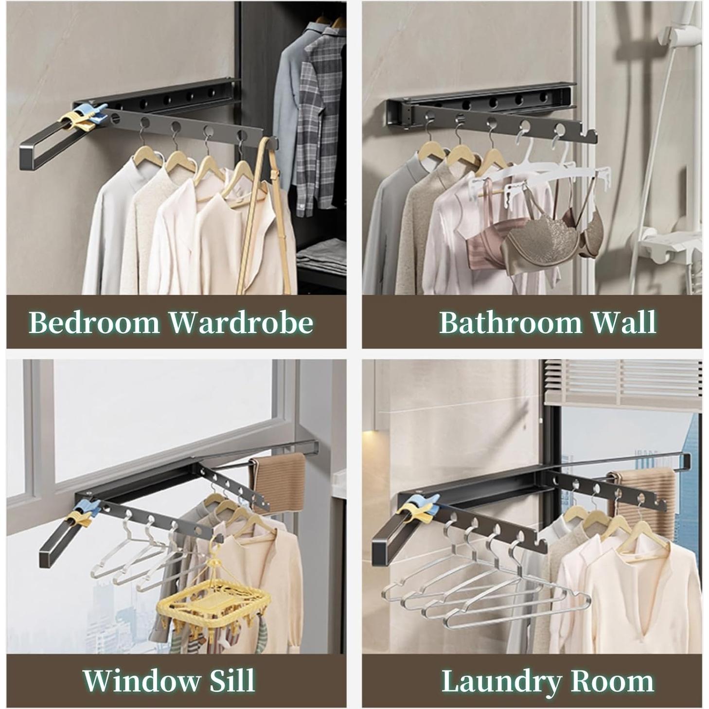 Estante de Secado Plegable Montado en Pared QruiLanTu Gris