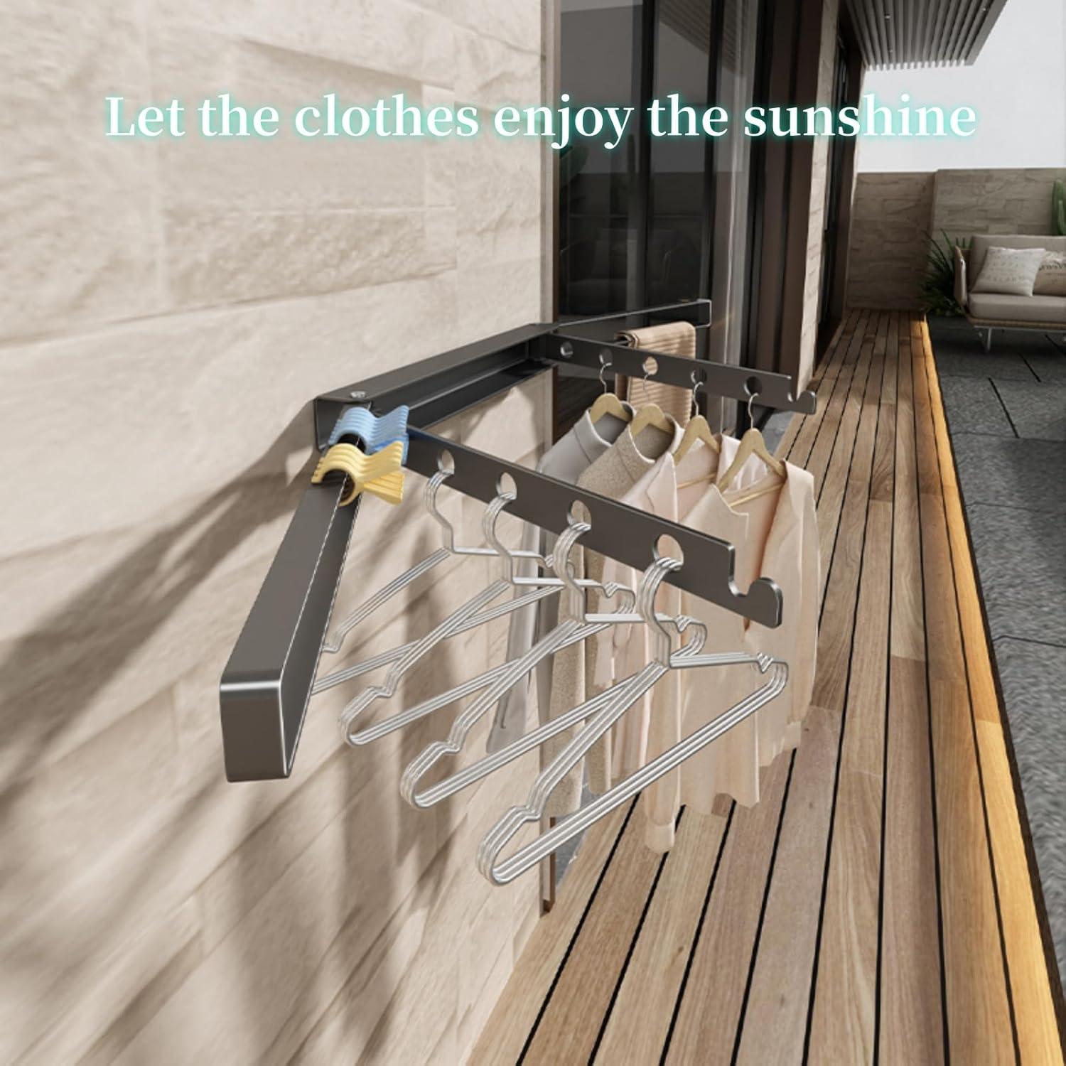 Estante de Secado Plegable Montado en Pared QruiLanTu Gris