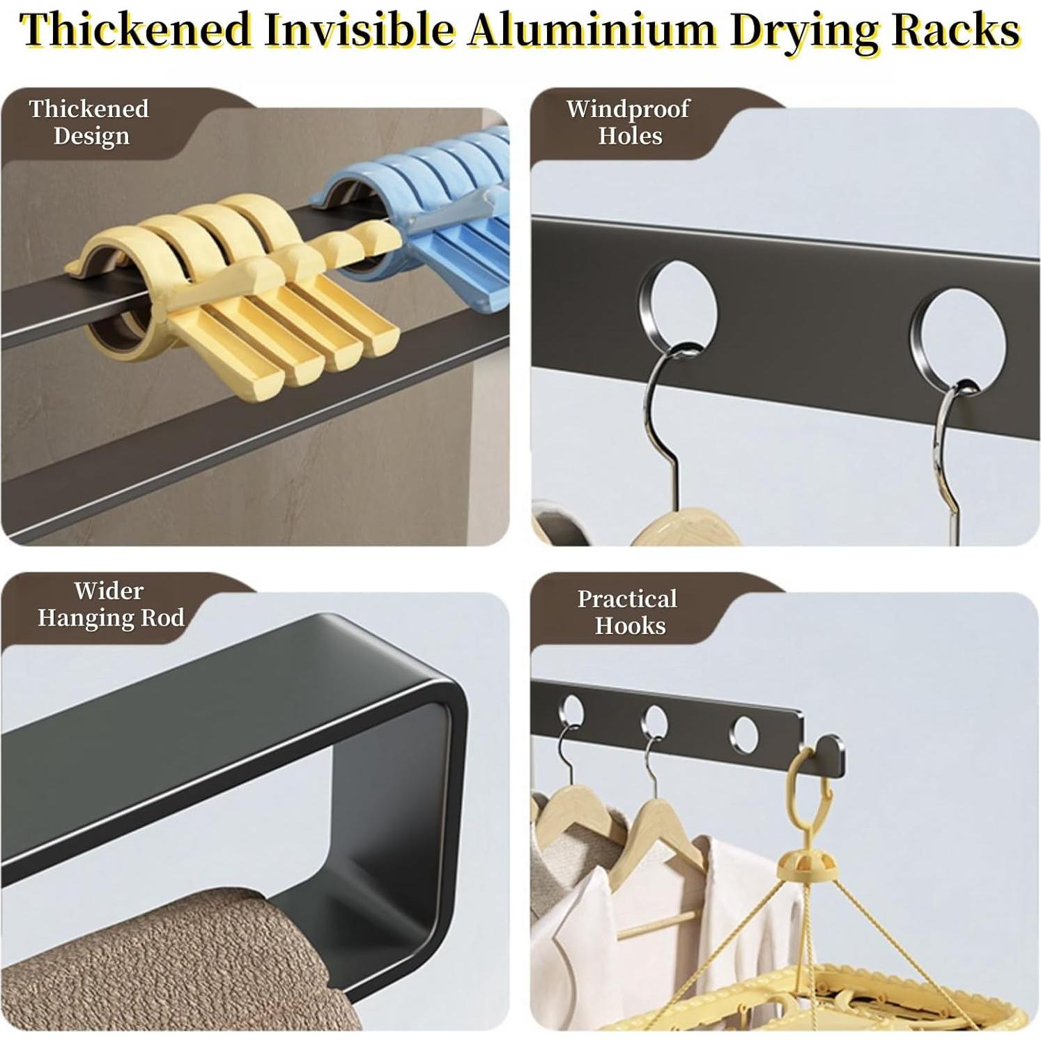 Estante de Secado Plegable Montado en Pared QruiLanTu Gris