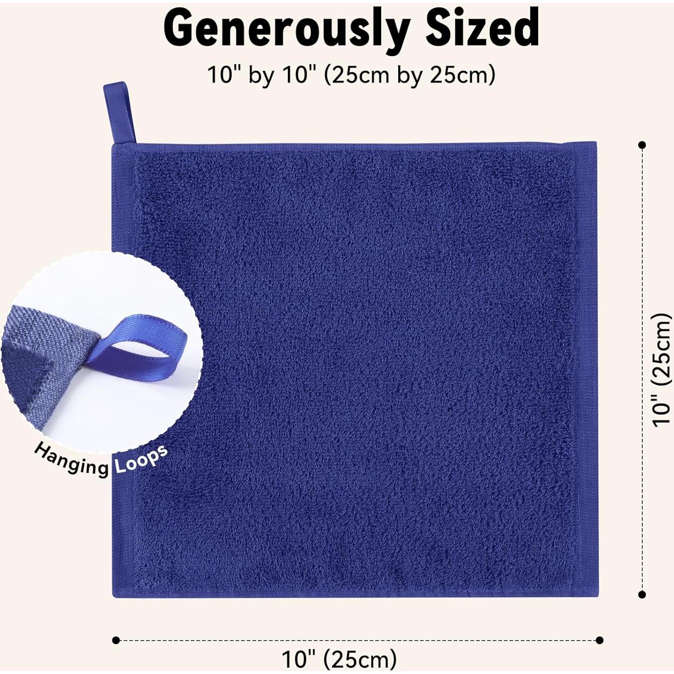 Juego de Toallas de Lujo Yoofoss 10 Paños Rayón Bambú Azul