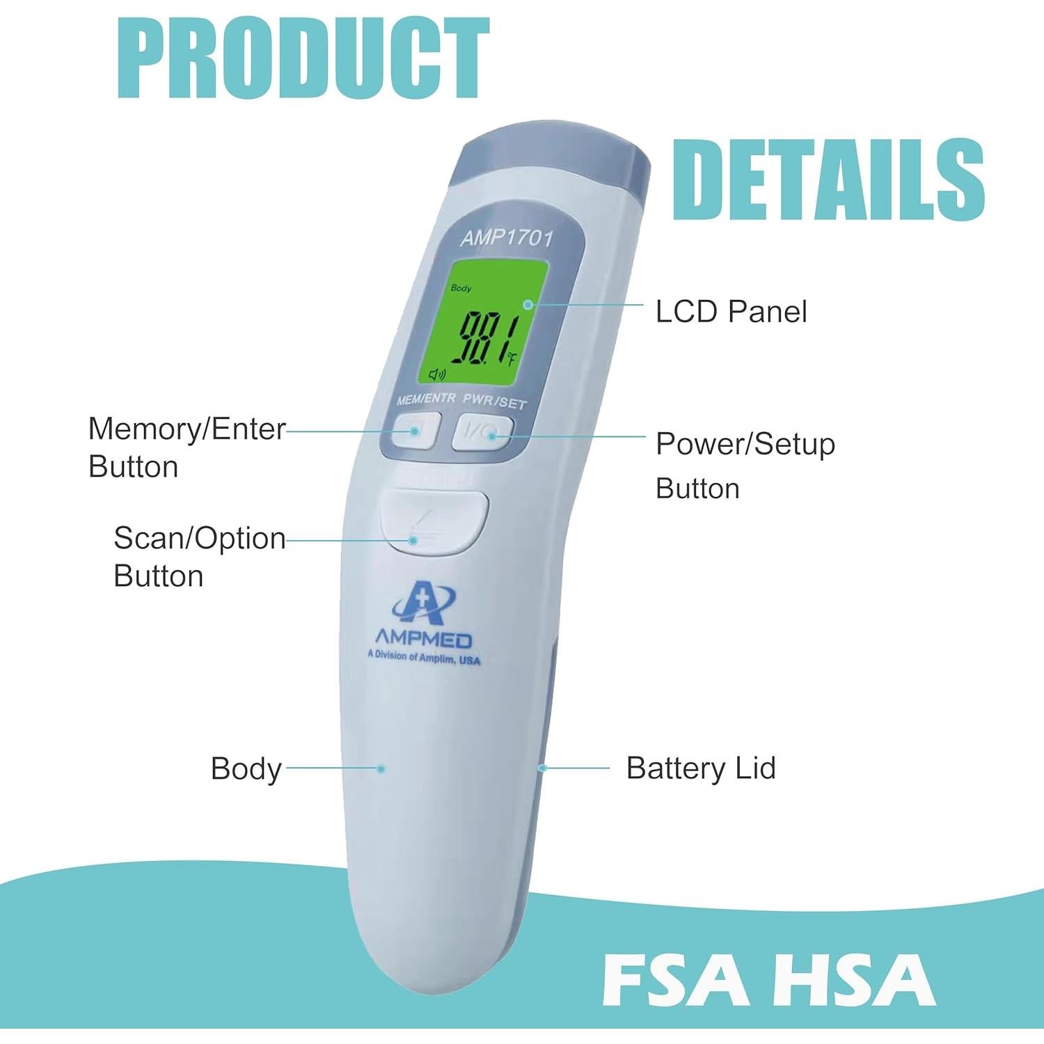 Termómetro Digital Infrarrojo Amplim para Adultos y Bebés