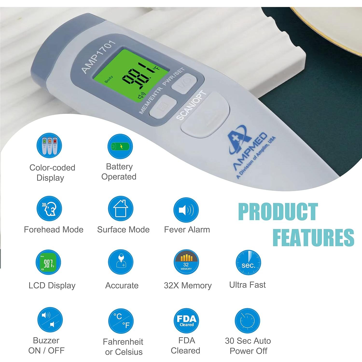 Termómetro Digital Infrarrojo Amplim para Adultos y Bebés