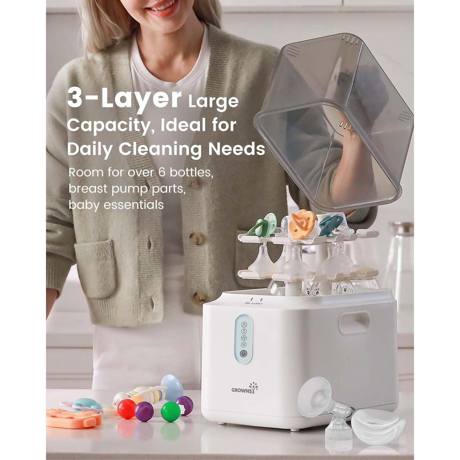 Esterilizador y Secador de Botellas Grownsy 3 Capas Blanco