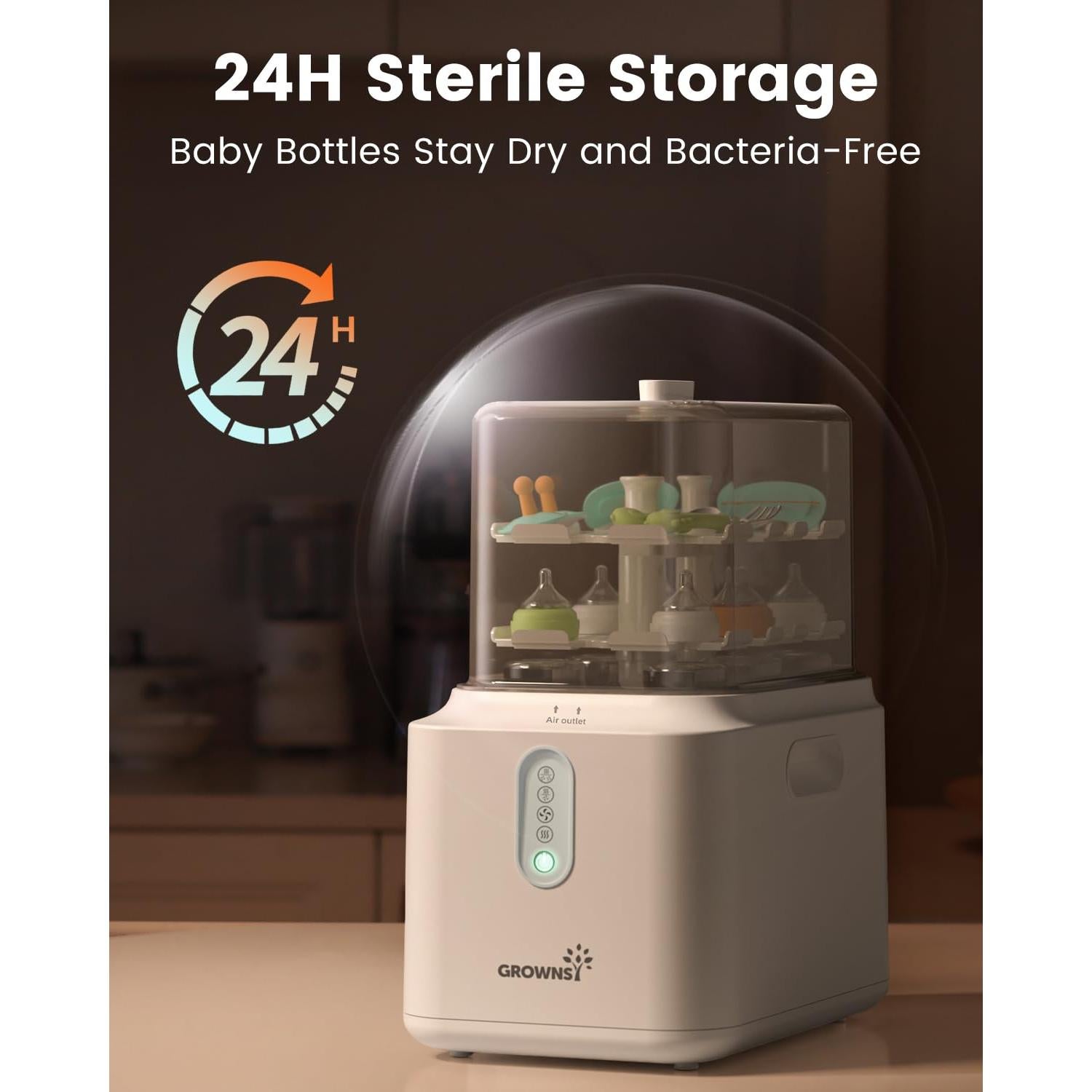 Esterilizador y Secador de Botellas Grownsy 3 Capas Blanco