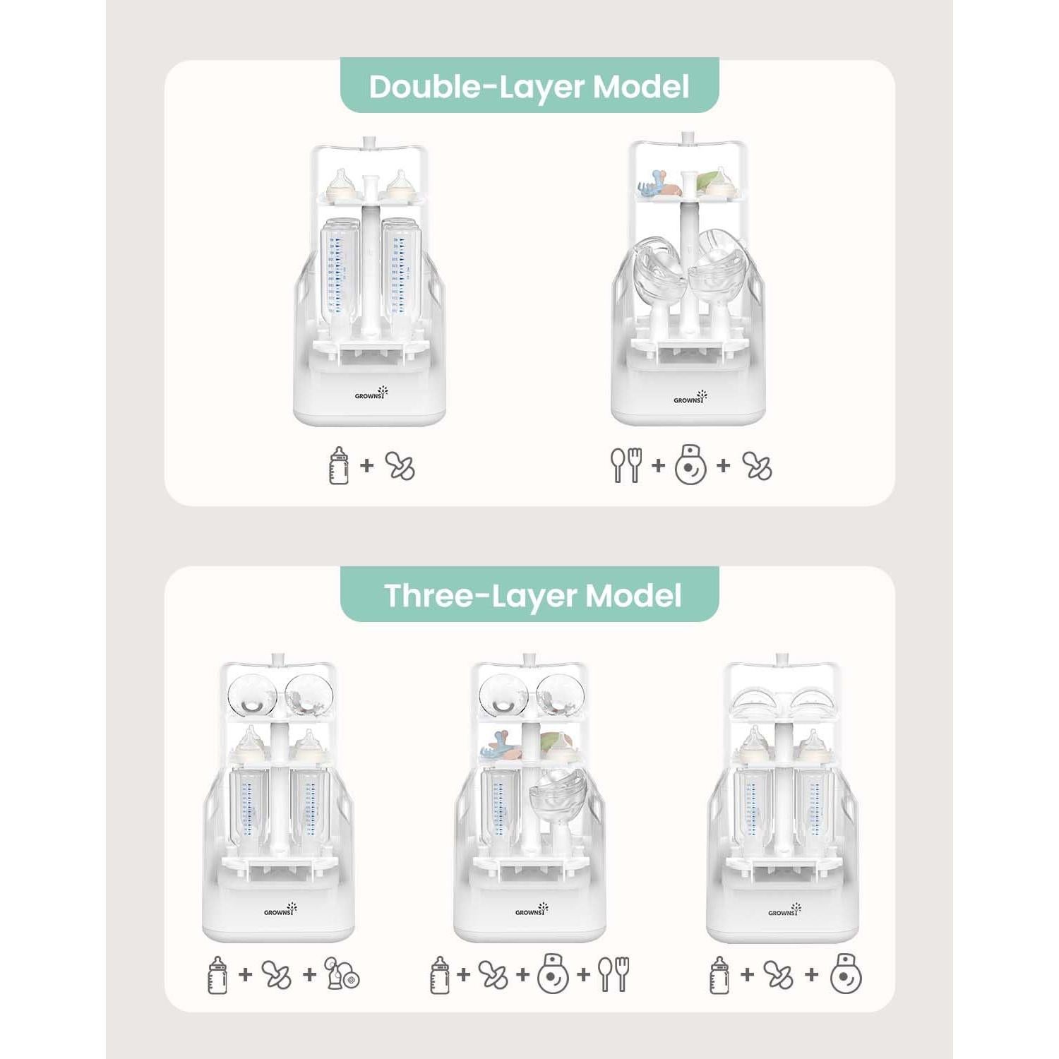 Esterilizador y Secador de Botellas Grownsy 3 Capas Blanco