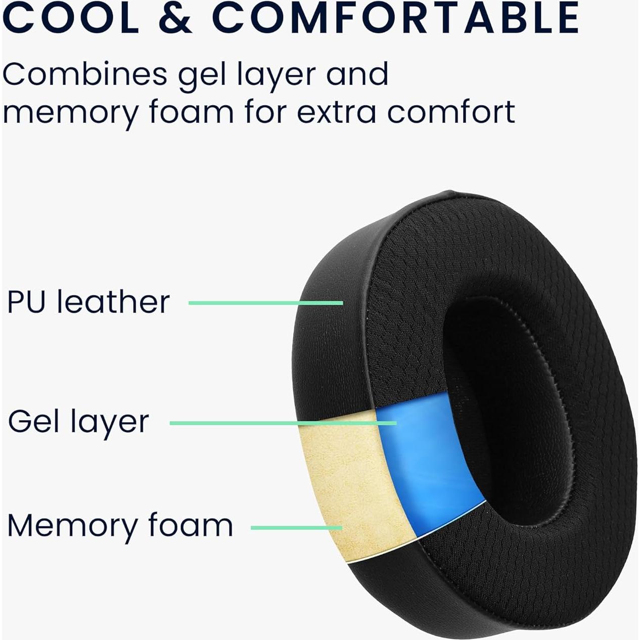 Almohadillas de Repuesto kwmobile para SteelSeries Arctis Nova Pro Wireless - Gel Refrigerante - Negro