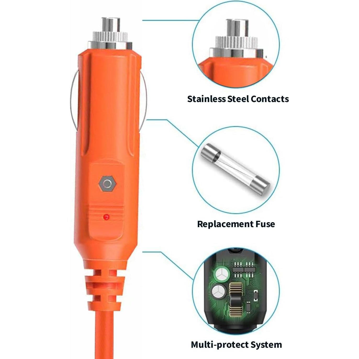 Cable de Carga de Batería de Coche Tonton 12V 2m 14AWG con Fusible