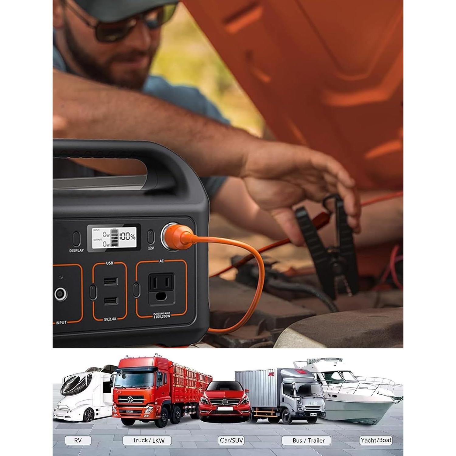 Cable de Carga de Batería de Coche Tonton 12V 2m 14AWG con Fusible