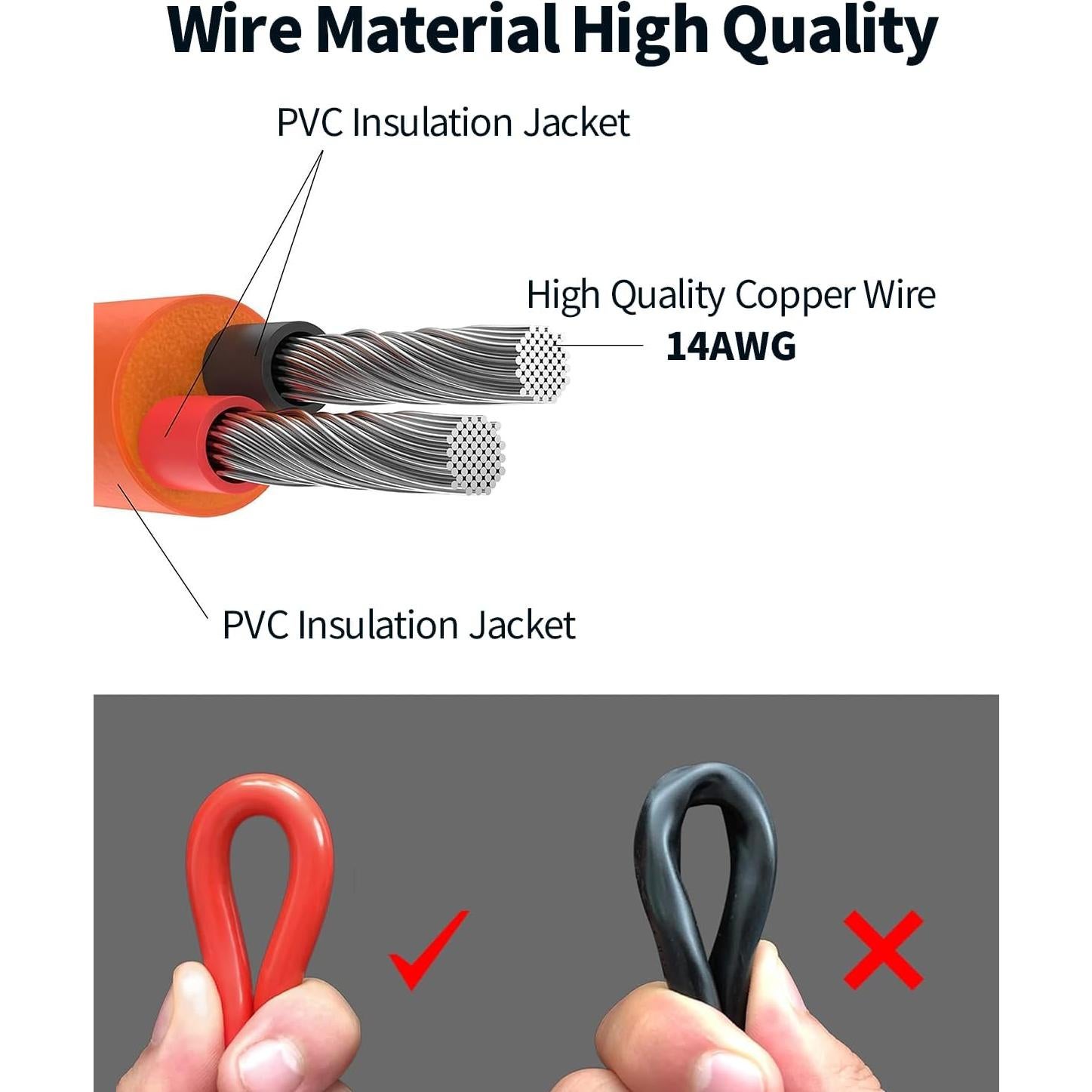 Cable de Carga de Batería de Coche Tonton 12V 2m 14AWG con Fusible