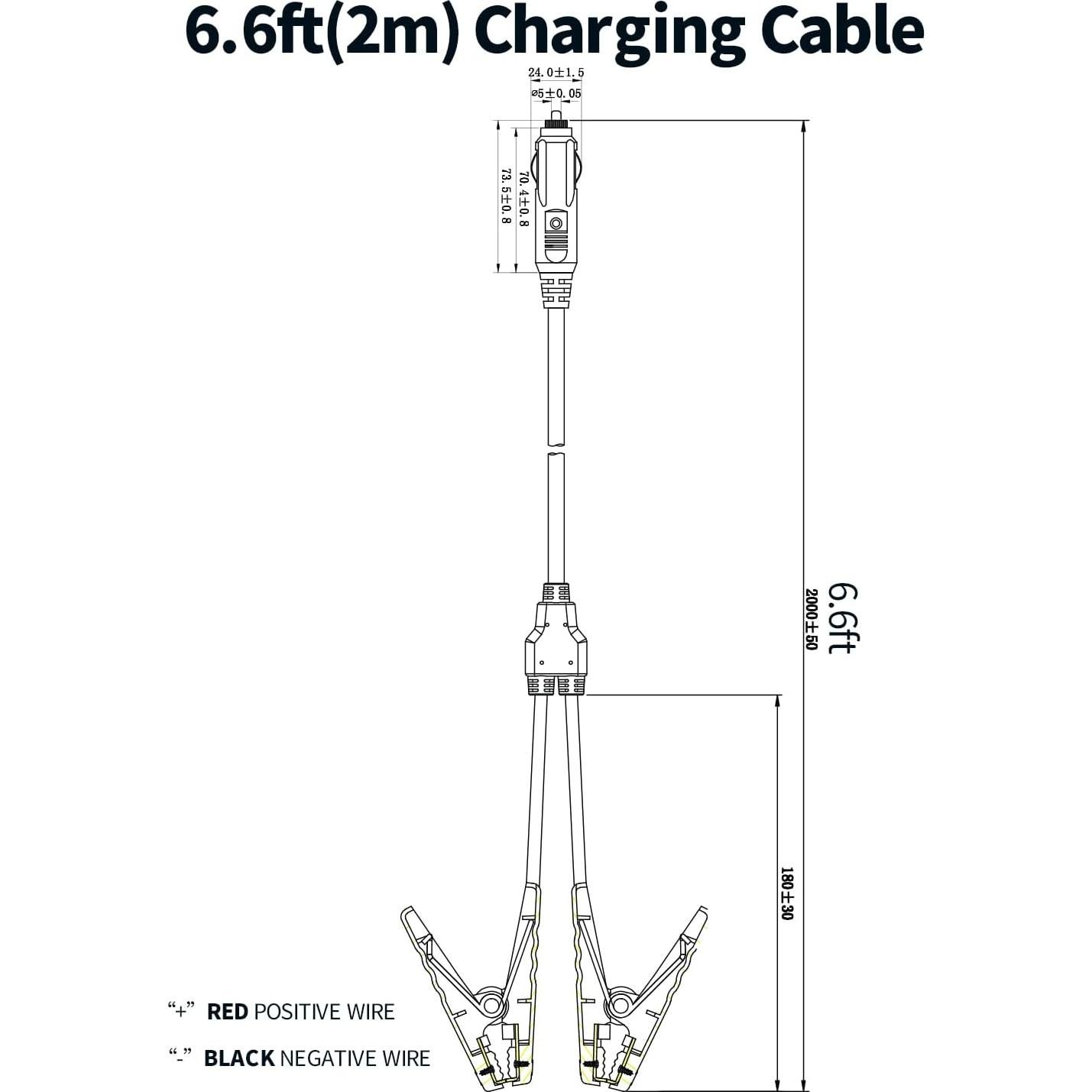 Cable de Carga de Batería de Coche Tonton 12V 2m 14AWG con Fusible