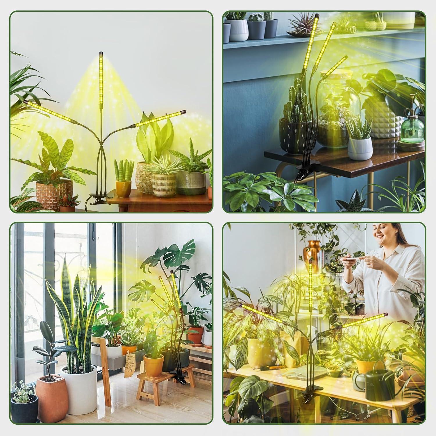 Luz de Cultivo LED Zyzykeji 3 Cabezas Espectro Completo 10 Niveles