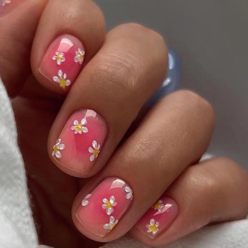 6 Paquetes Uñas Postizas Florales Cortas 144 Pcs GUFUGU