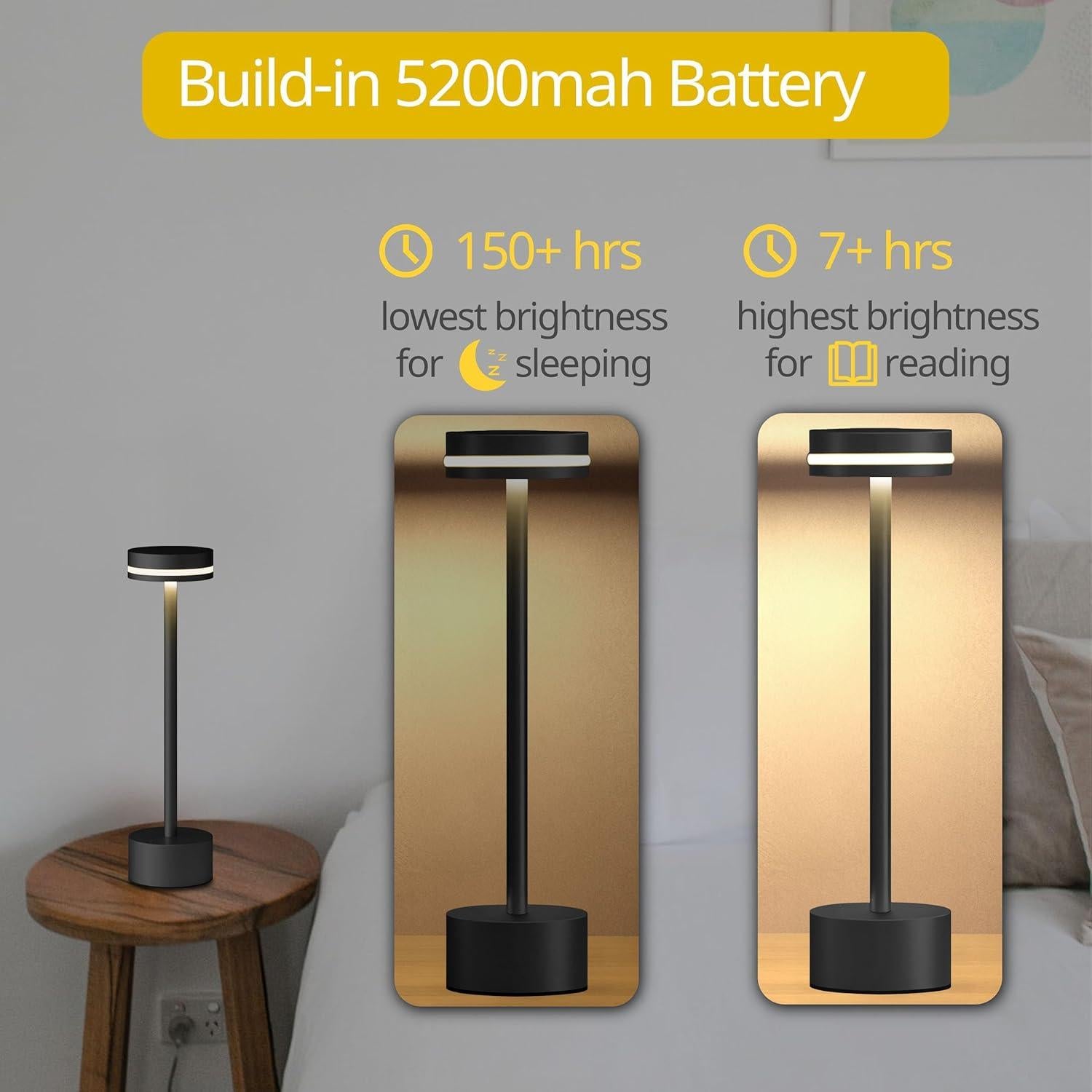 Lámpara de Mesa Inalámbrica Recargable OFiSEXPT Negra 31.24cm