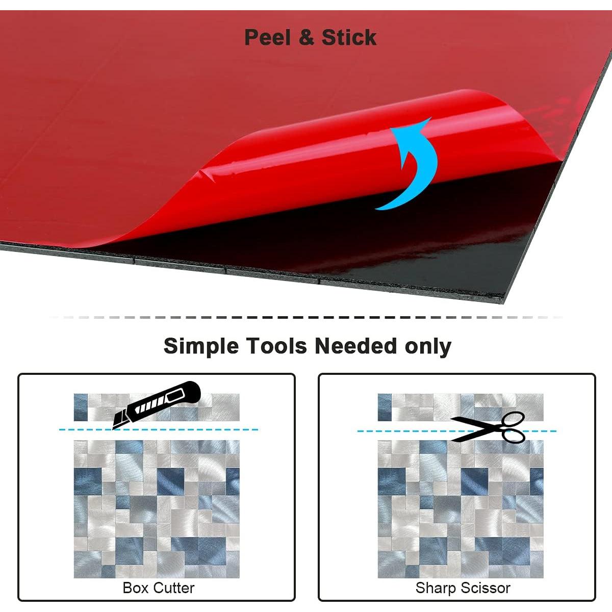 Azulejos Autoadhesivos BeNice 5 Piezas Azul Mosaico Metálico