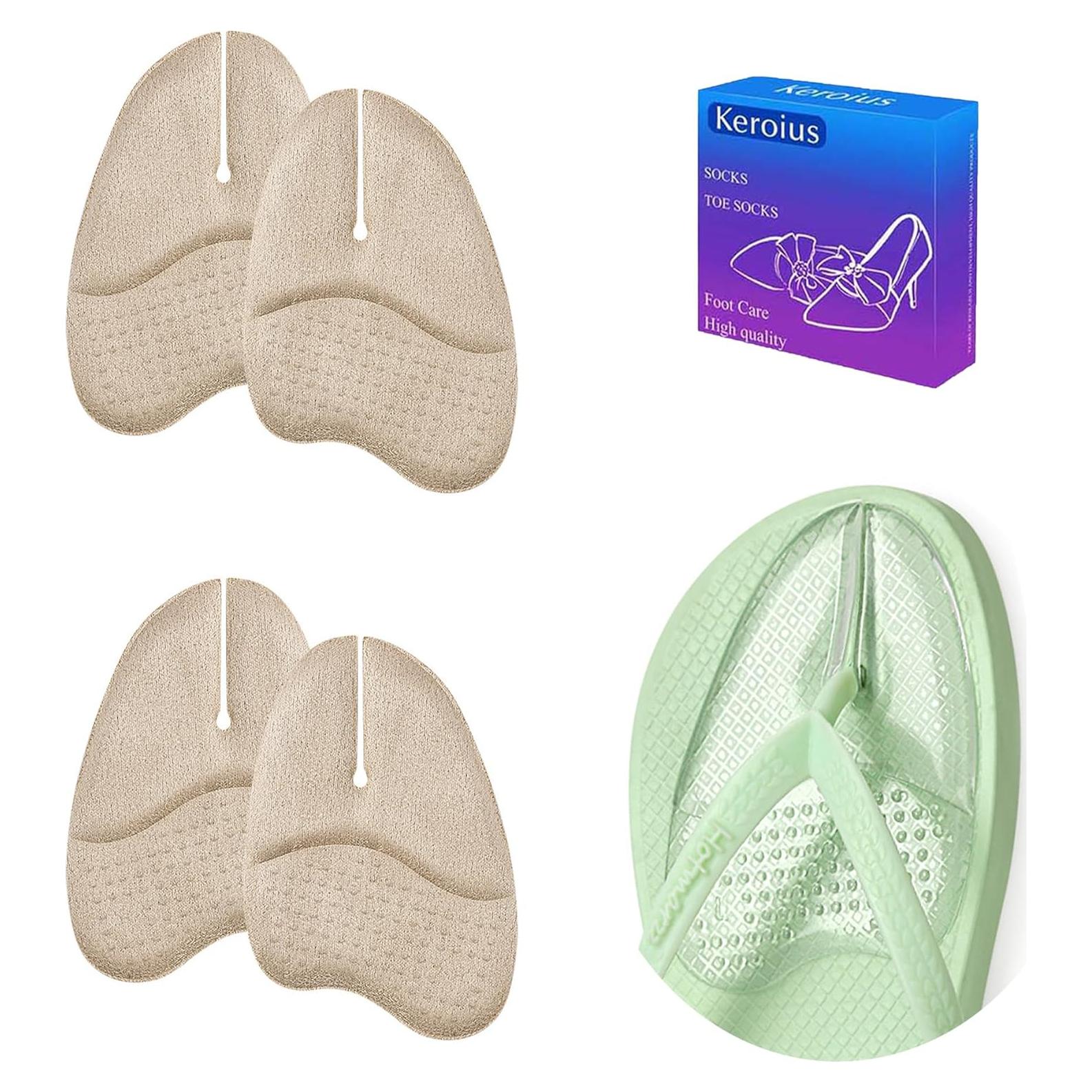 2 Pares Almohadillas Metatarsales de Gel Keroius 10x10cm