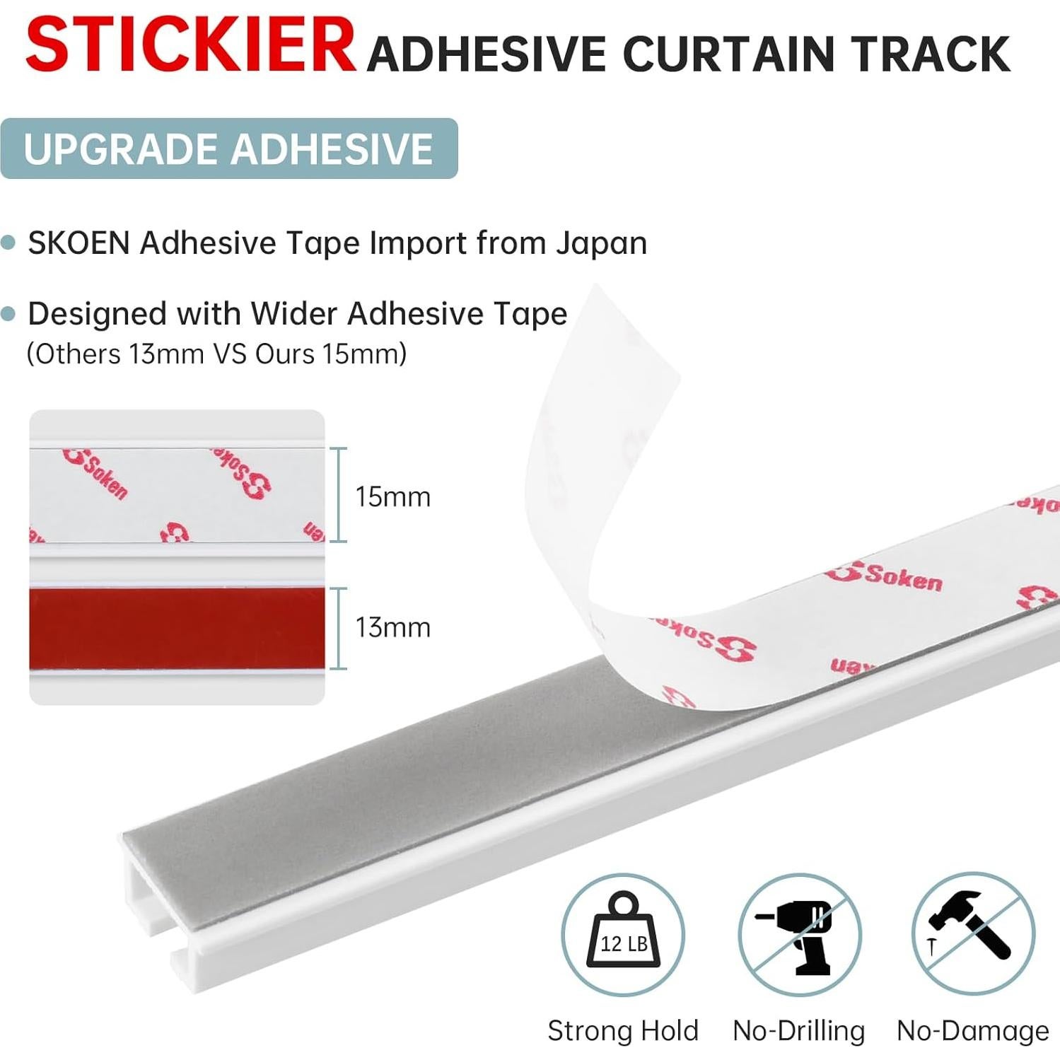 Barra de Cortina Adhesiva TYRON 81.28 cm Sin Taladro