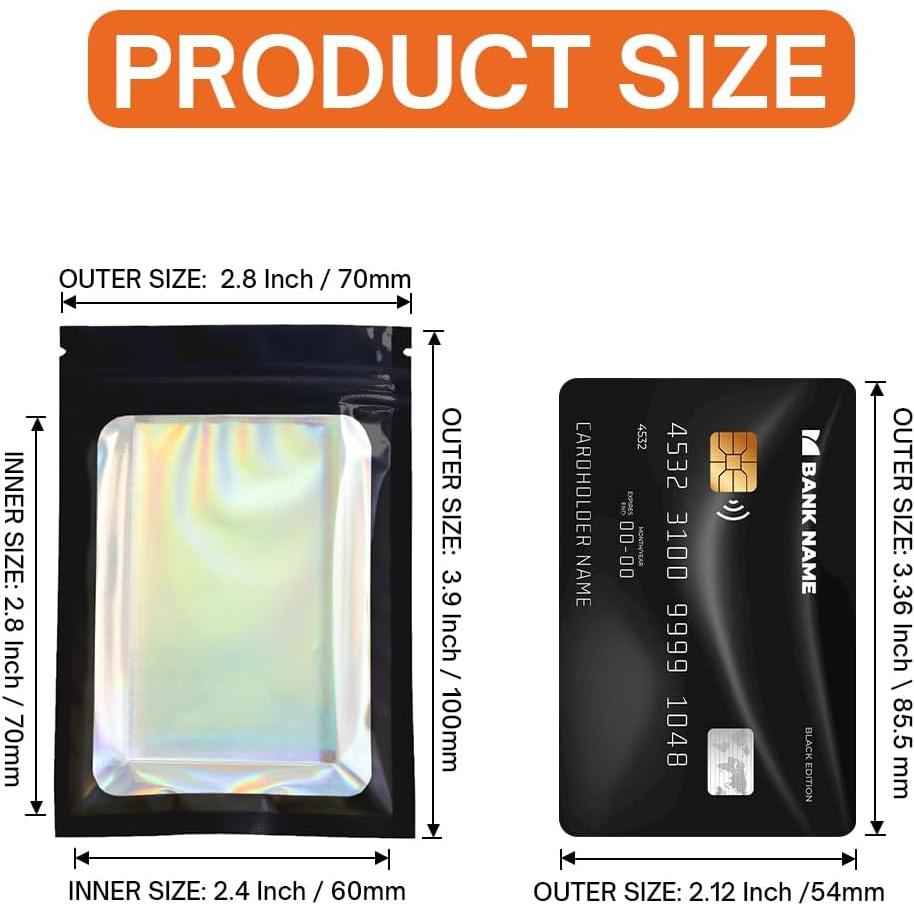 Bolsas Mylar Holográficas Reutilizables 6.9x10.2cm 4CP