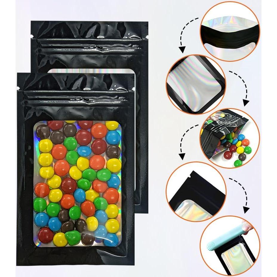 Bolsas Mylar Holográficas Reutilizables 6.9x10.2cm 4CP