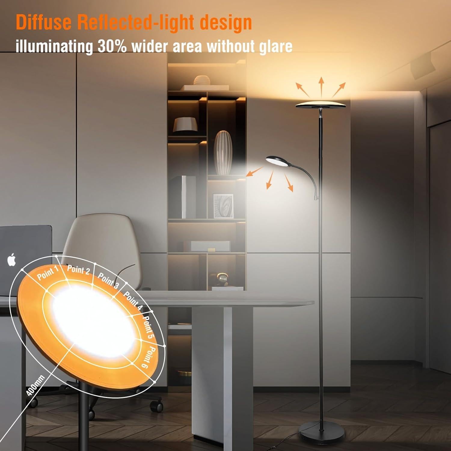 Lámpara de Pie LED Marctronic 44W Regulable 69" con Control Remoto