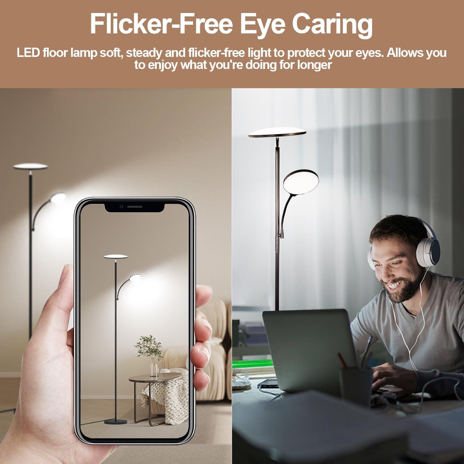 Lámpara de Pie LED Marctronic 44W Regulable 69" con Control Remoto