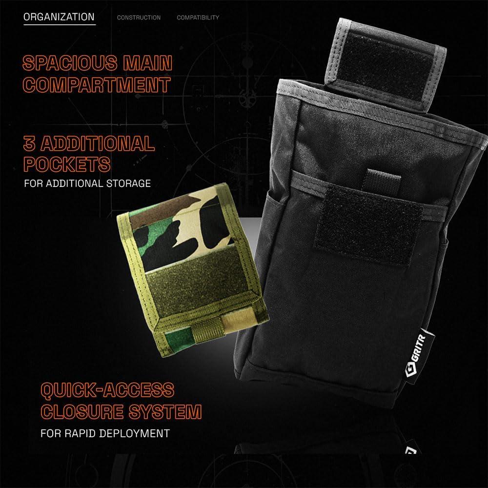 Bolsa Táctica Utilitaria GRITR Molle Plegable Negra 24x15cm
