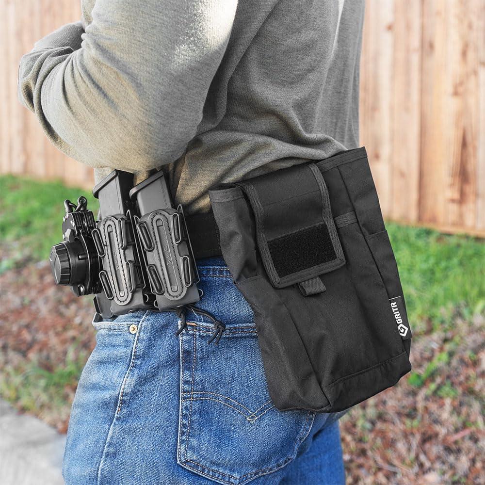 Bolsa Táctica Utilitaria GRITR Molle Plegable Negra 24x15cm