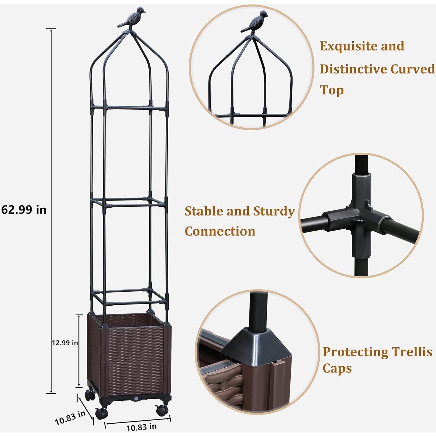 Caja de Jardín Elevada Sunnyglade 2 Pcs con Enrejado 160 cm