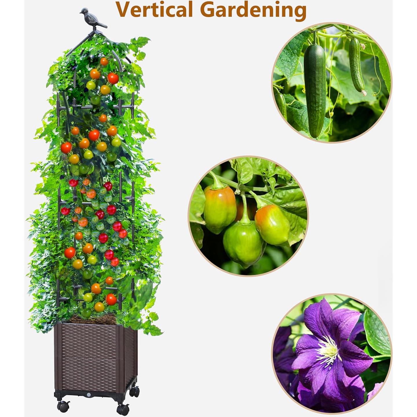 Caja de Jardín Elevada Sunnyglade 2 Pcs con Enrejado 160 cm