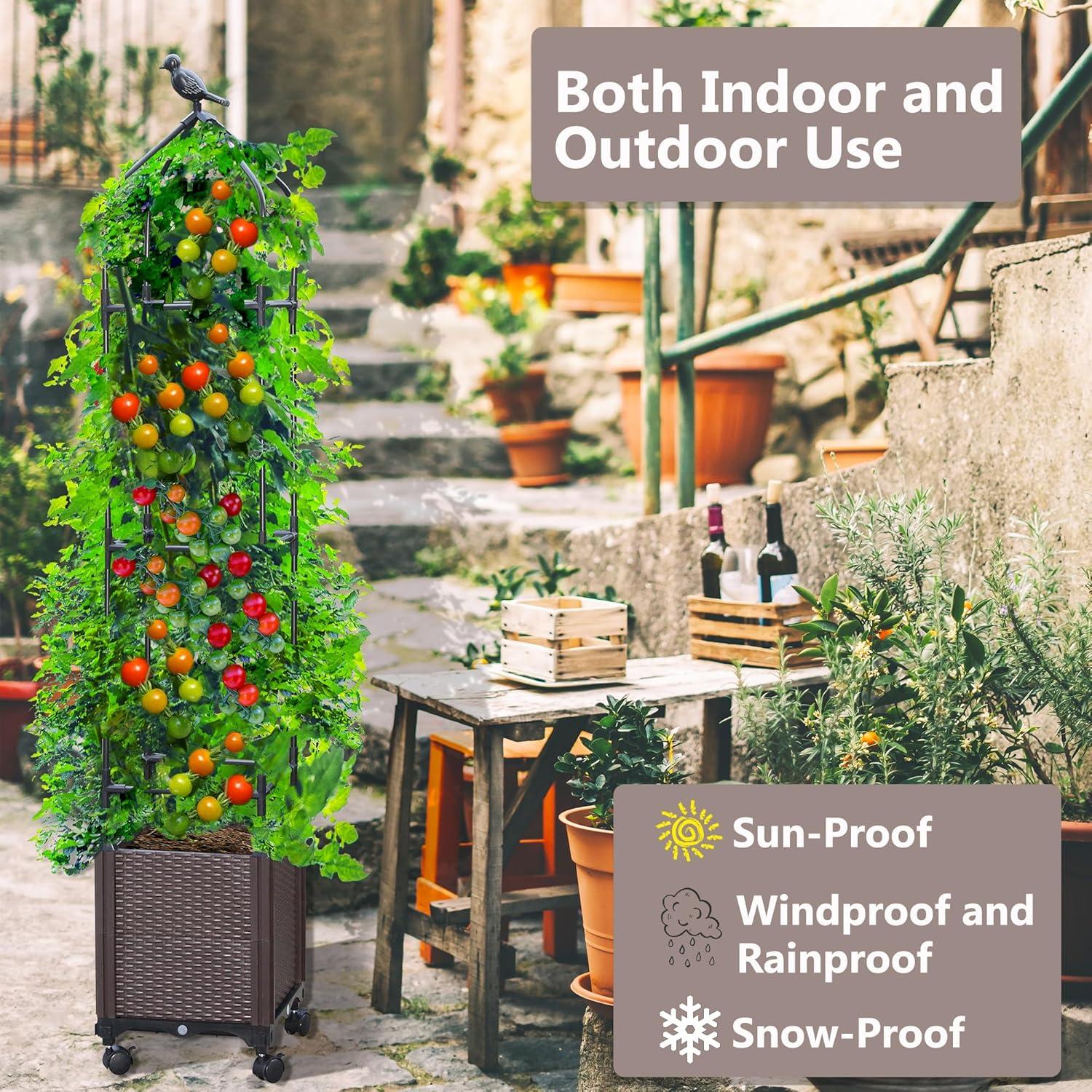 Caja de Jardín Elevada Sunnyglade 2 Pcs con Enrejado 160 cm