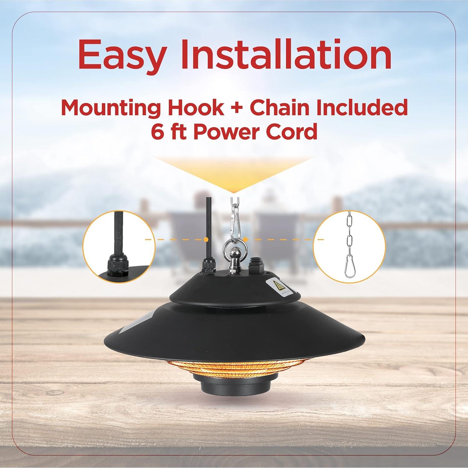 Calentador Eléctrico para Patio BLACK+DECKER 1500W Montaje Techo