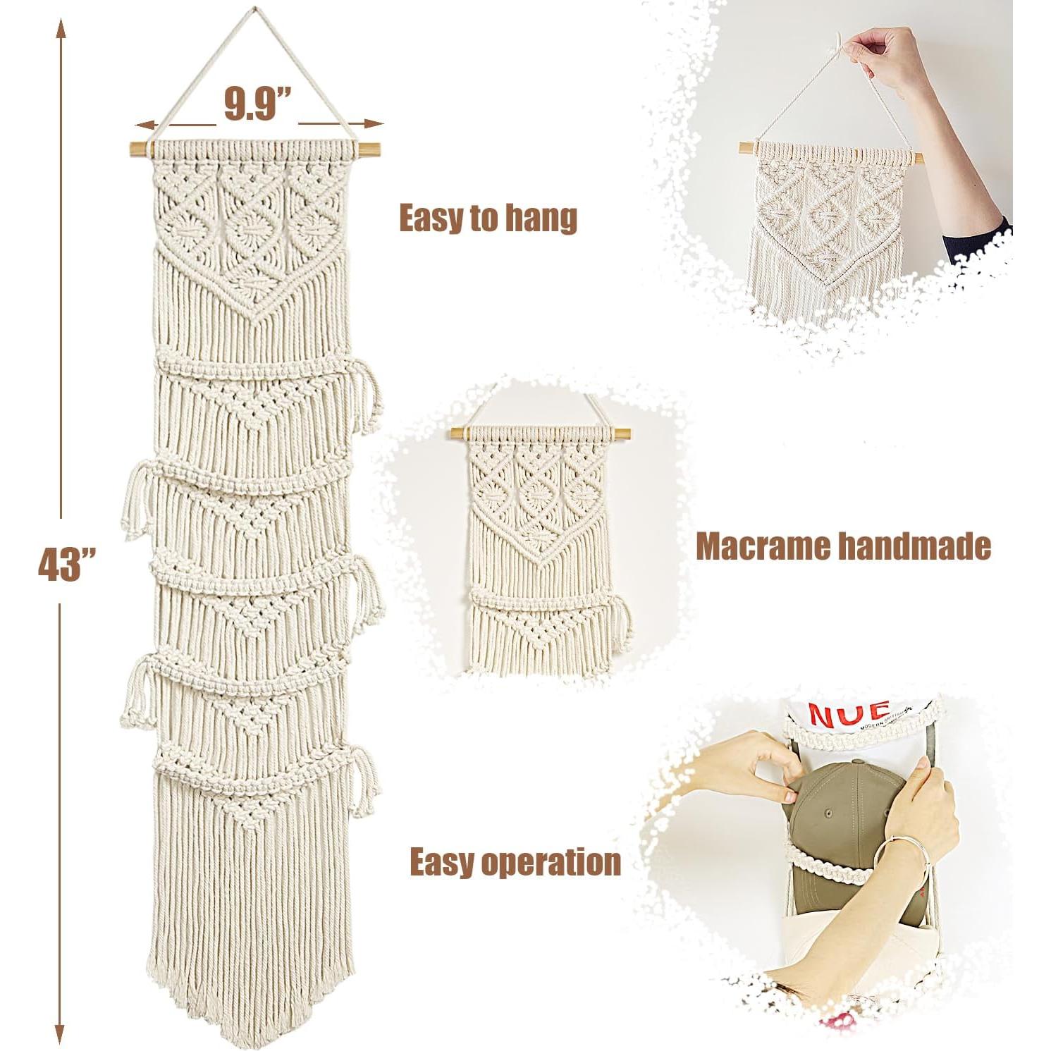 Organizador de Gorras Jontell - Soporte de Macramé Beige