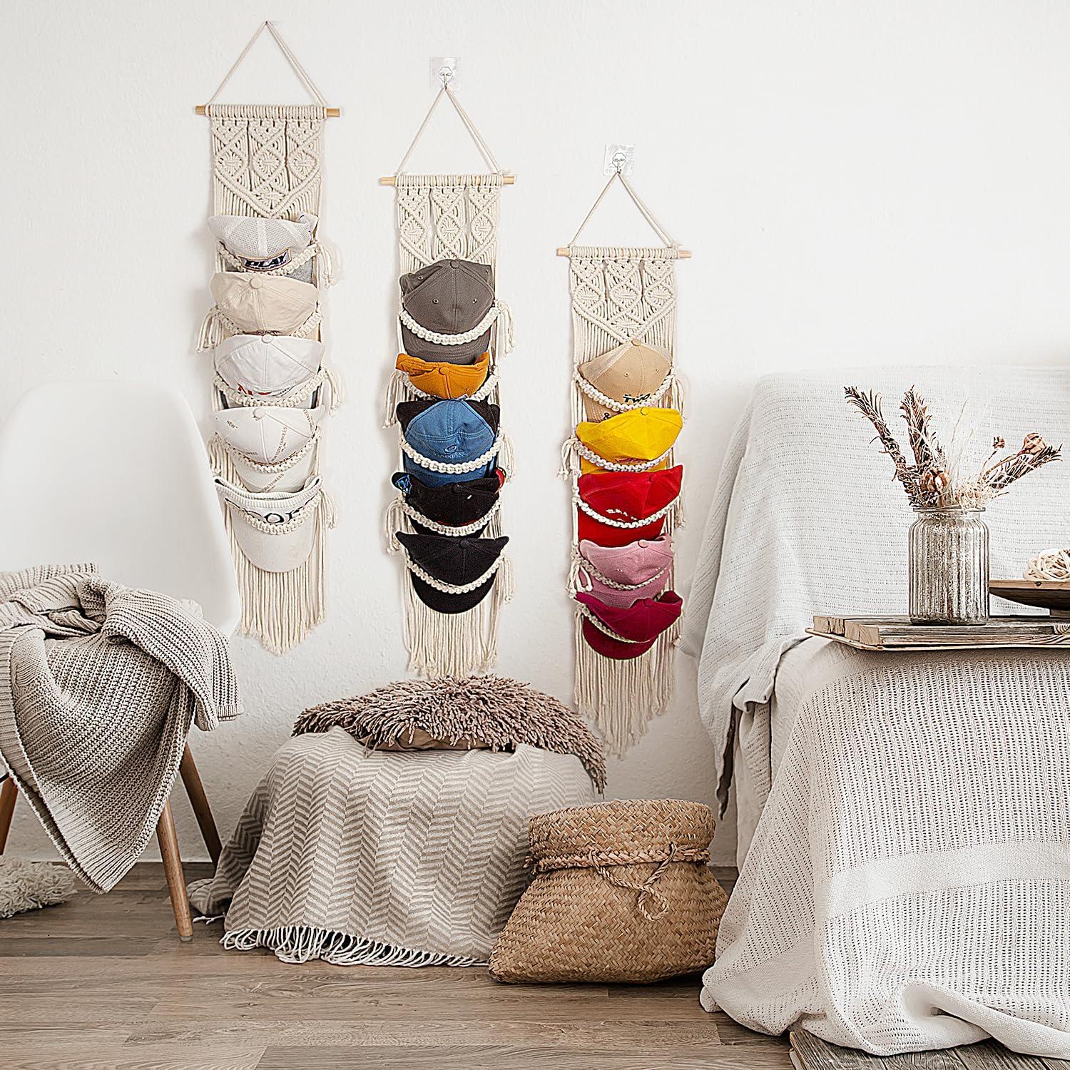 Organizador de Gorras Jontell - Soporte de Macramé Beige