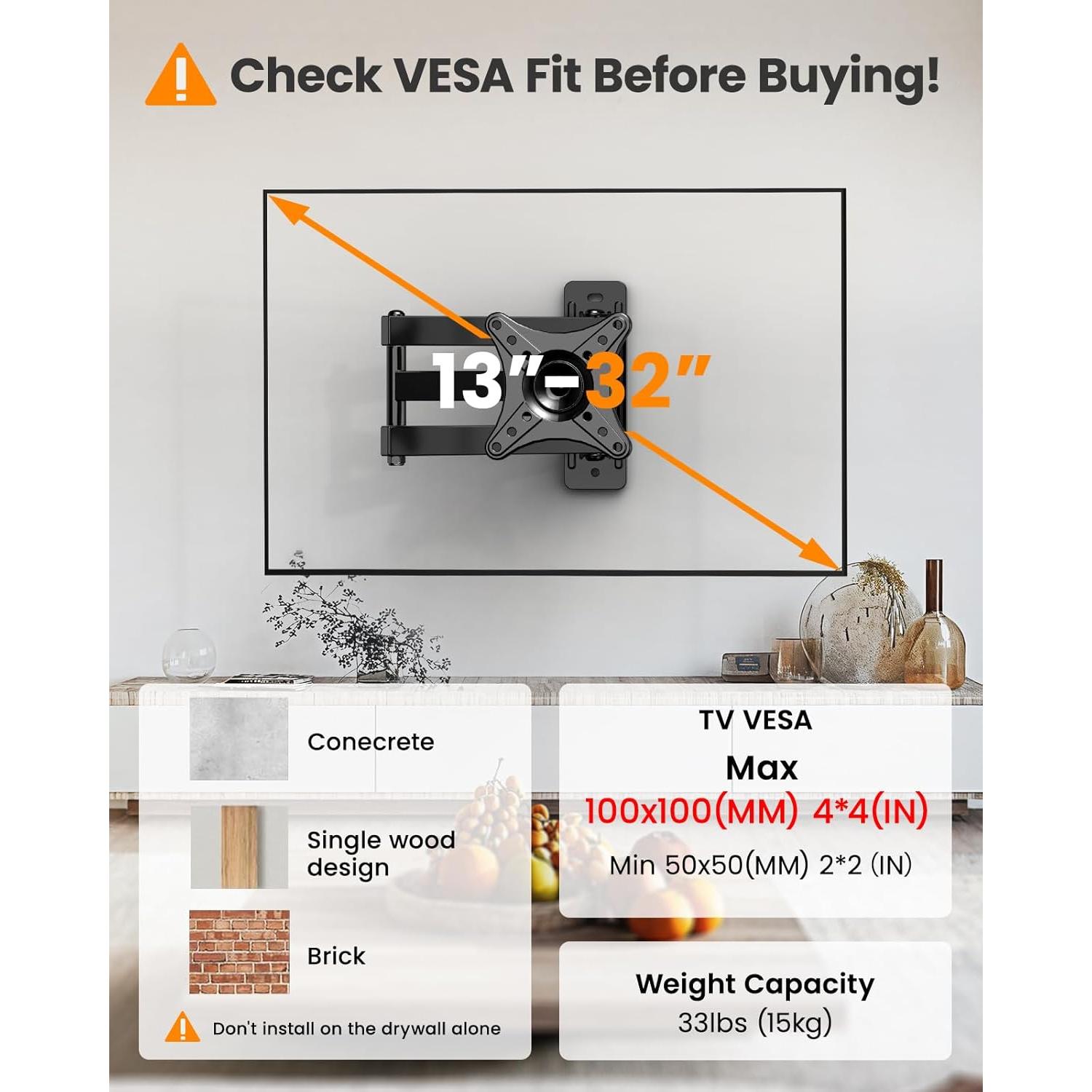 Soporte de Pared para Monitor IWORKBOARD 13-32" Movimiento Completo