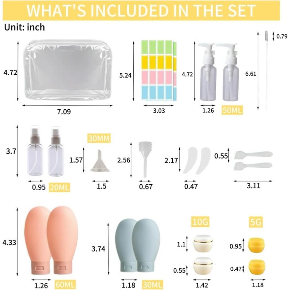 21 Botellas de Aseo Recargables NAICHA a Prueba de Fugas