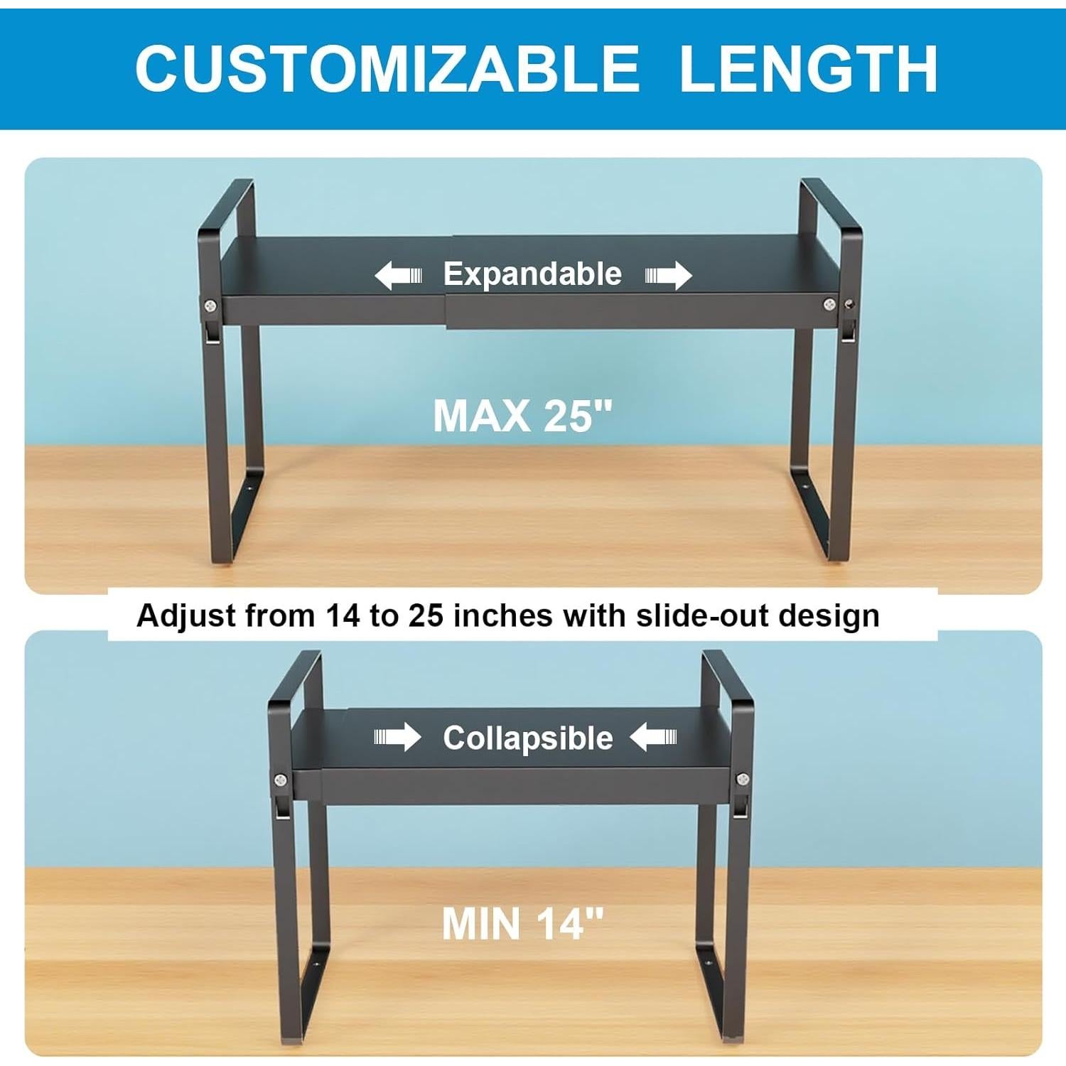 Organizador de Estante Expandible GZQIUYI 35-63 cm Negro
