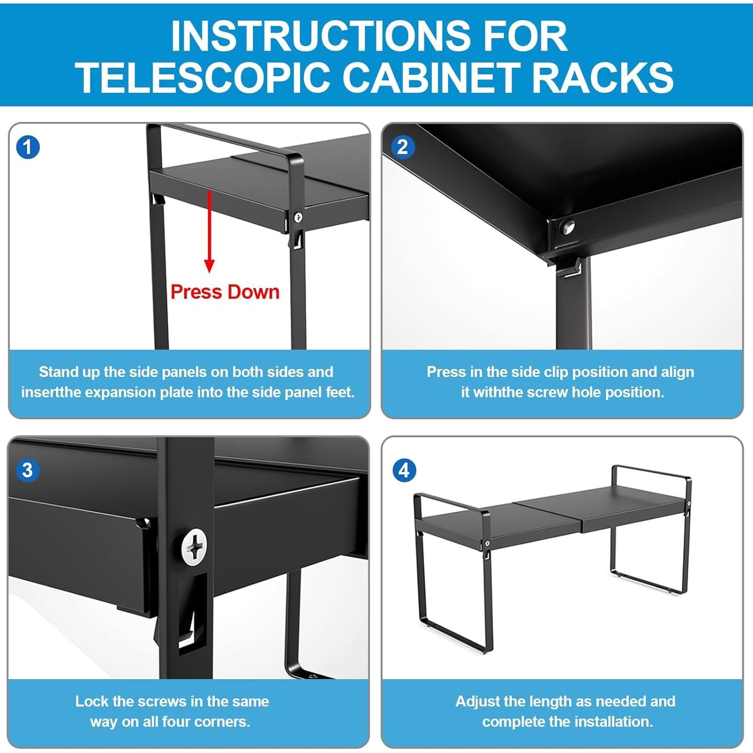 Organizador de Estante Expandible GZQIUYI 35-63 cm Negro