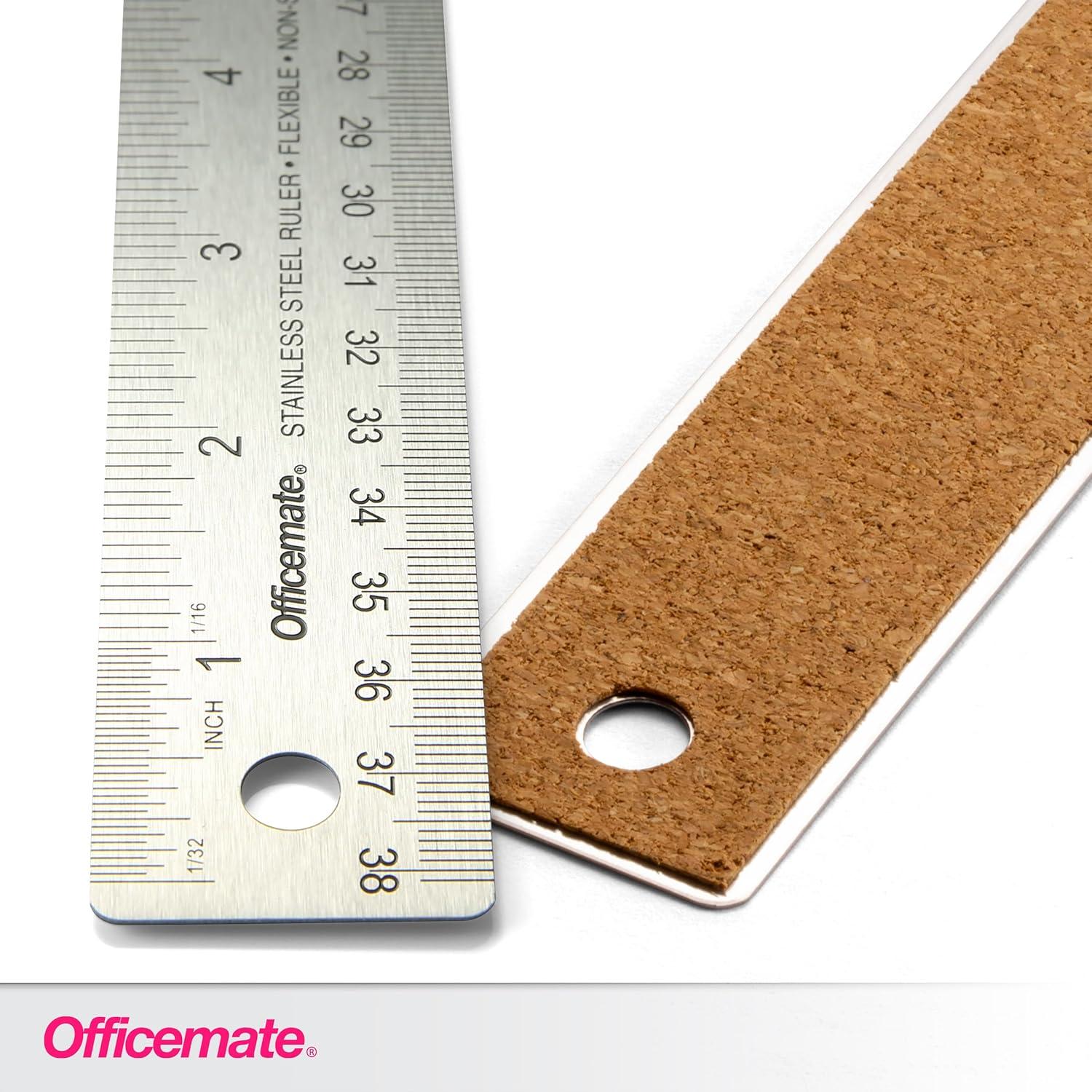 Regla de Metal Inoxidable Officemate 38.1 cm Paquete de 12