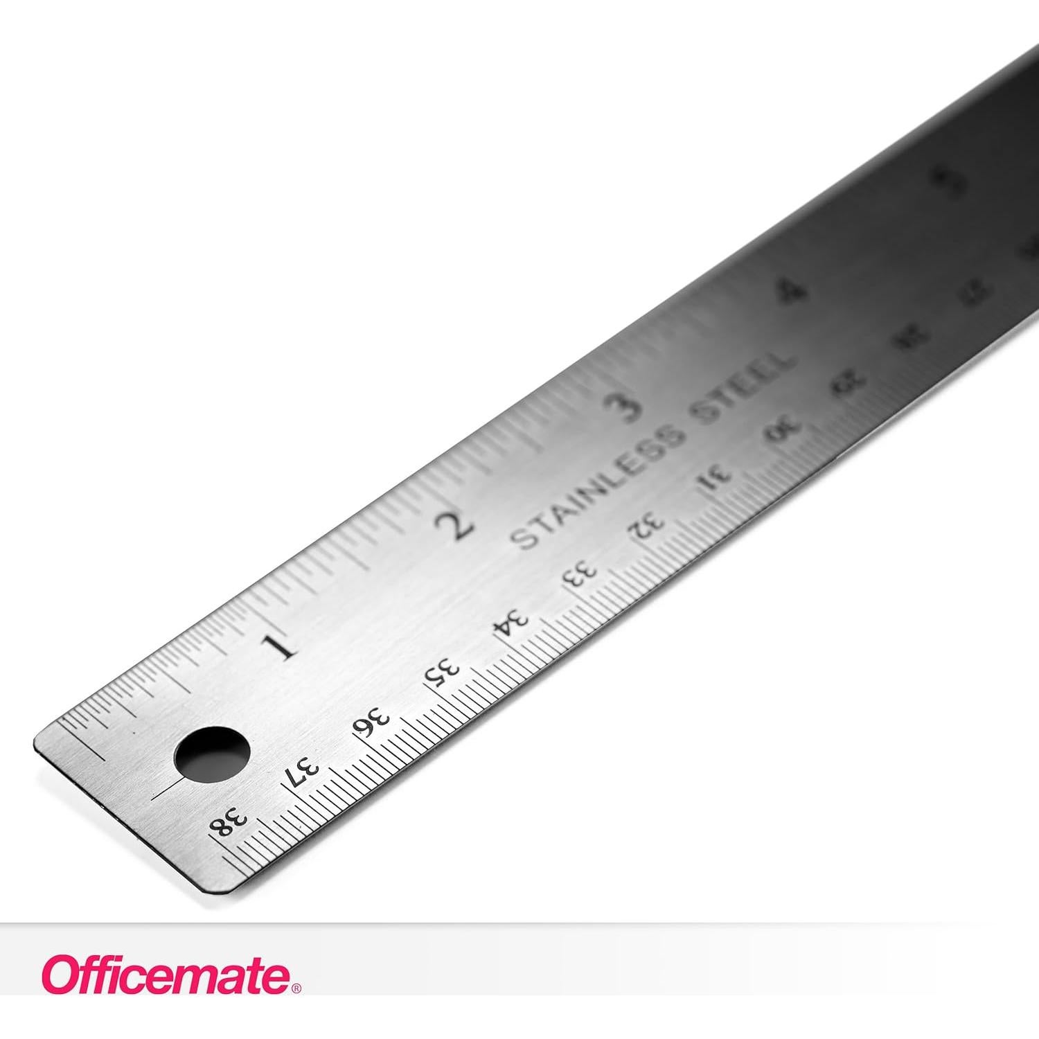 Regla de Metal Inoxidable Officemate 38.1 cm Paquete de 12
