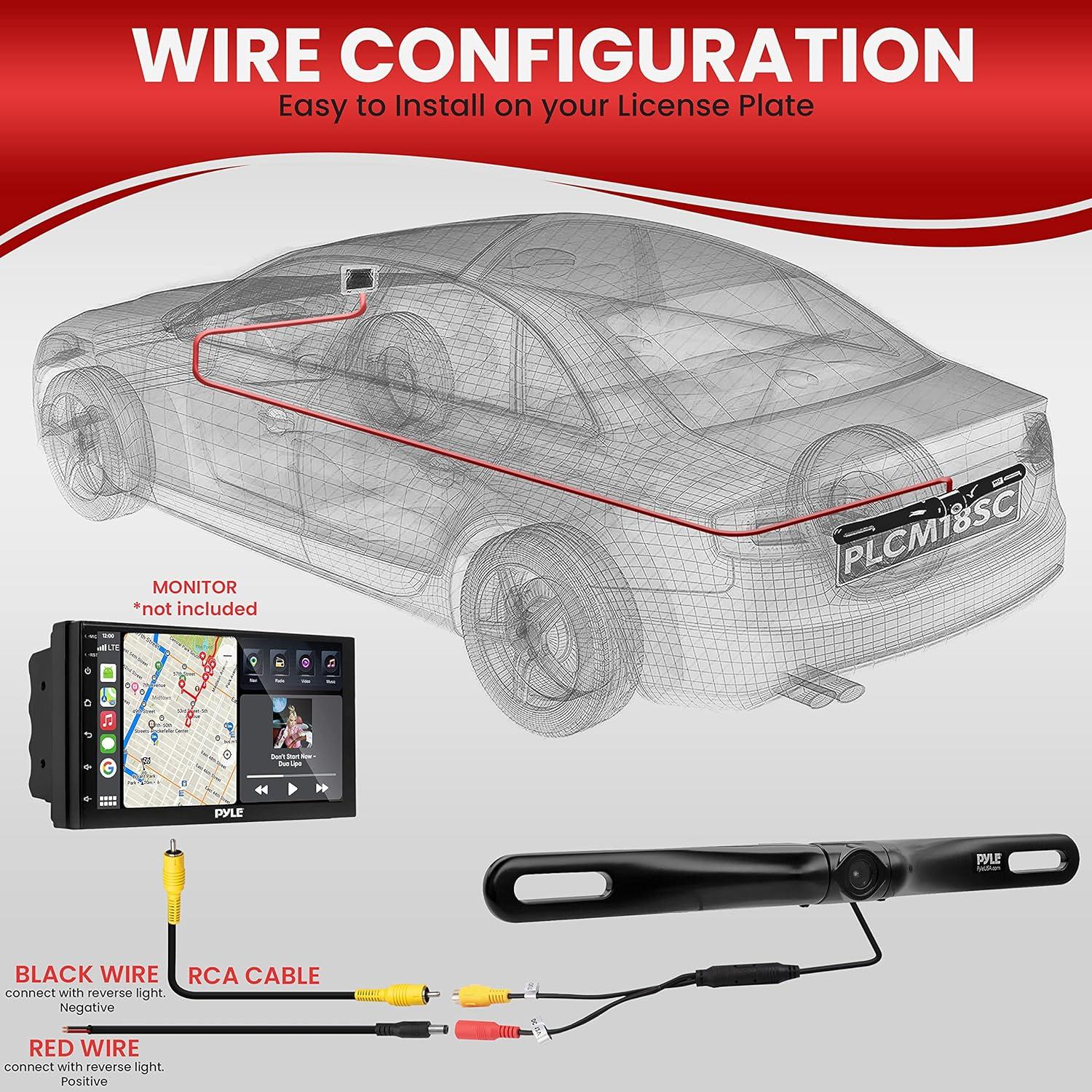Cámara de Respaldo Pyle PLCM18BC Impermeable 420 TVL