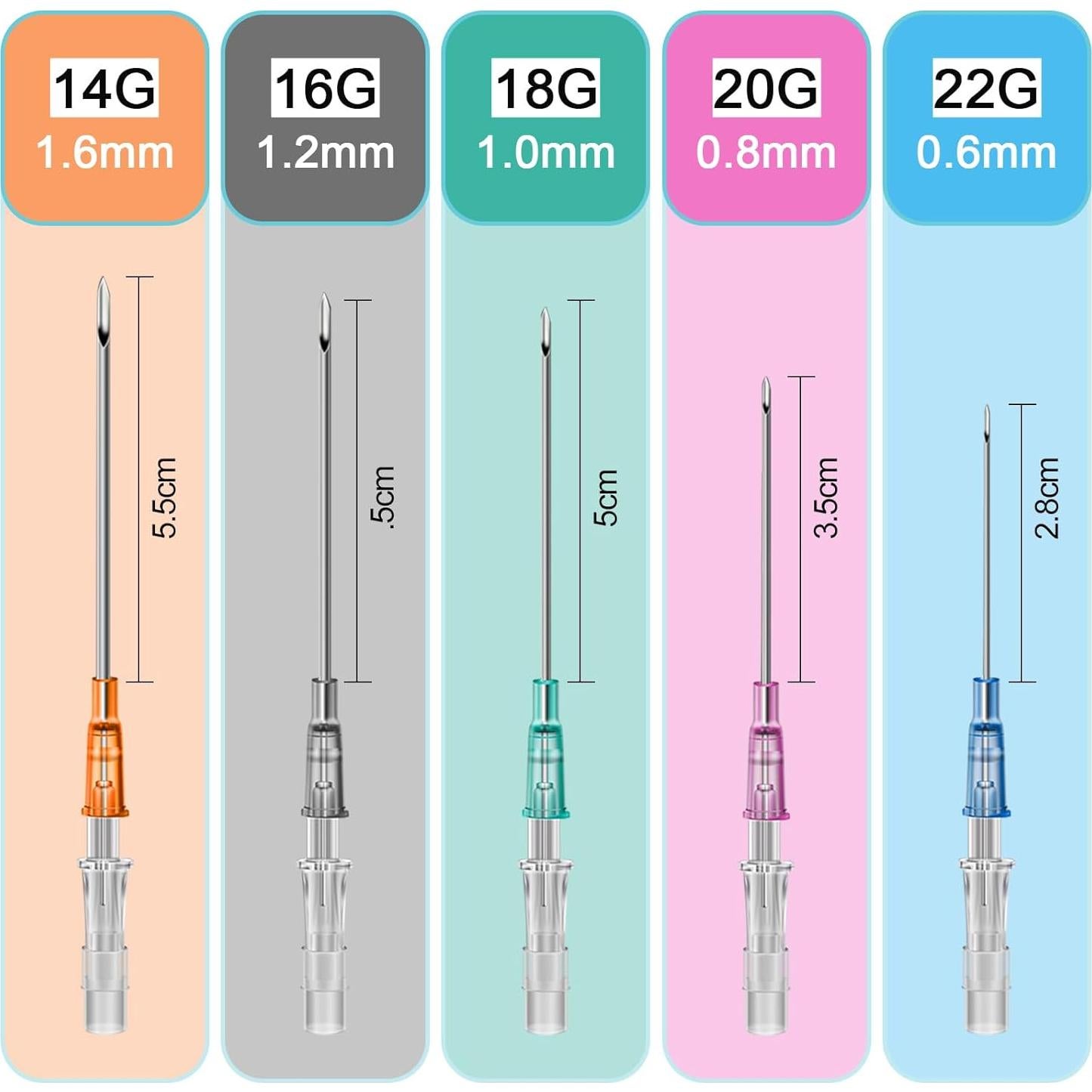 Agujas de Catéter 14G Jconly - 50PCS Esterilizadas Desechables