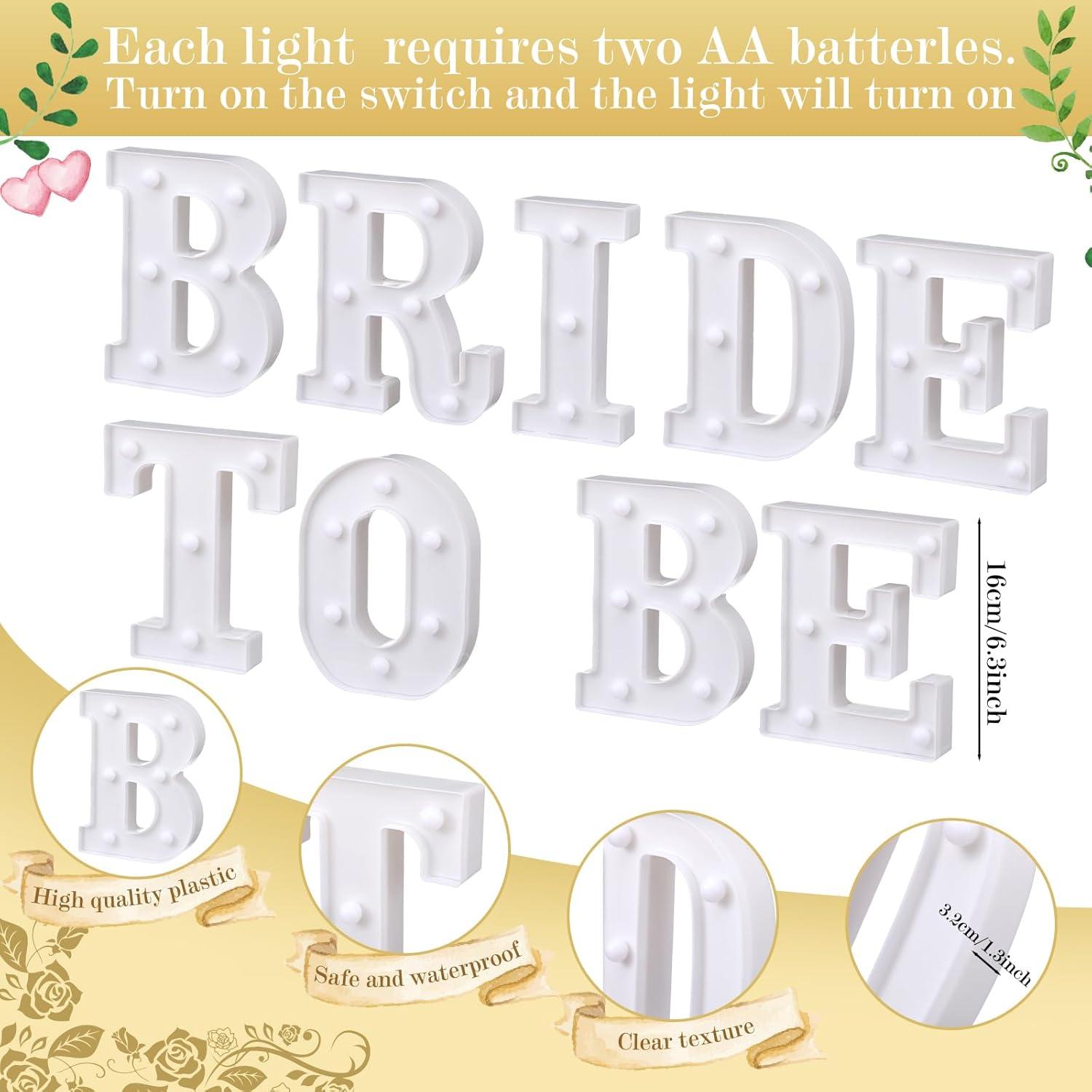 Luces LED Neón Novia a Ser Honoson 9 Pcs Decoración Boda