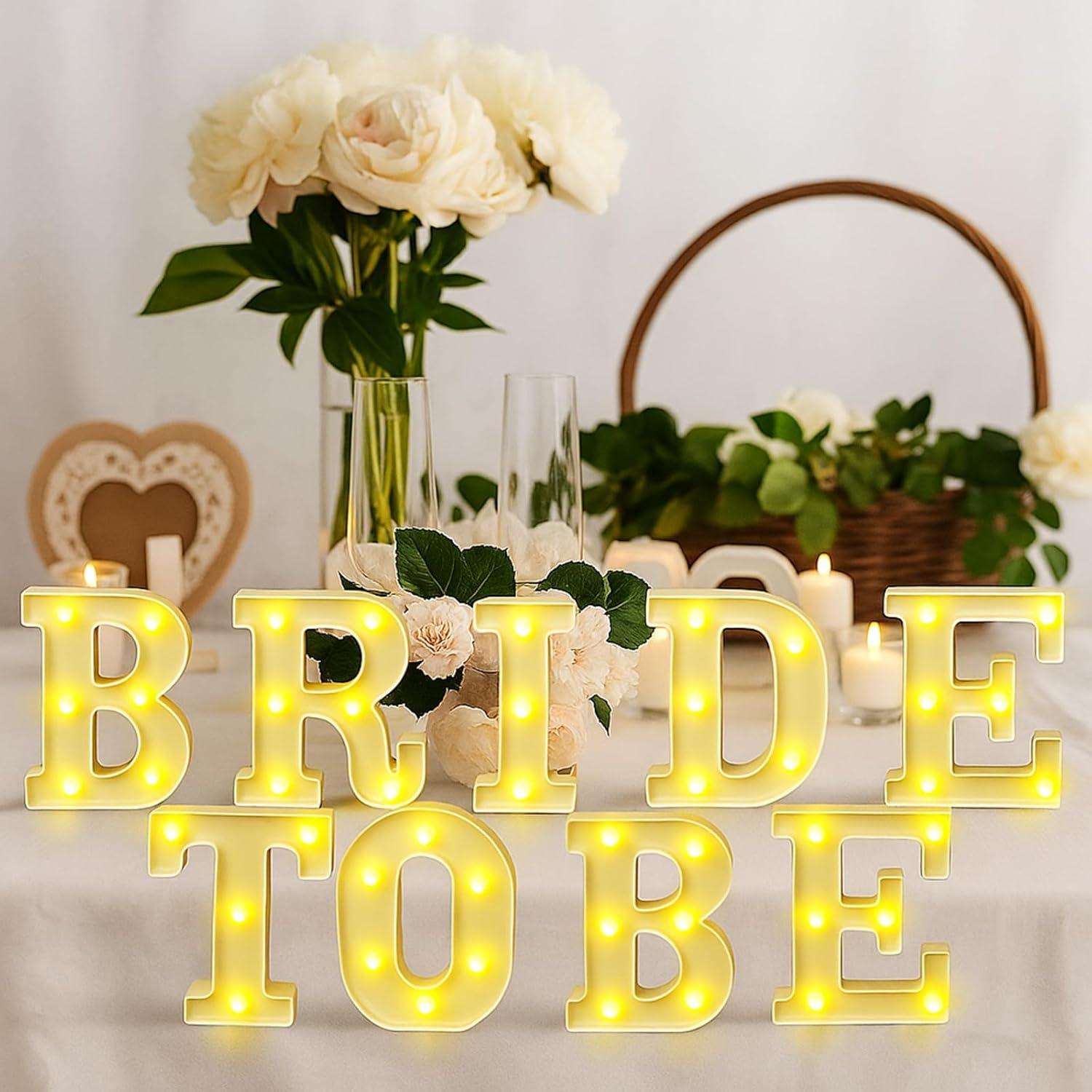 Luces LED Neón Novia a Ser Honoson 9 Pcs Decoración Boda