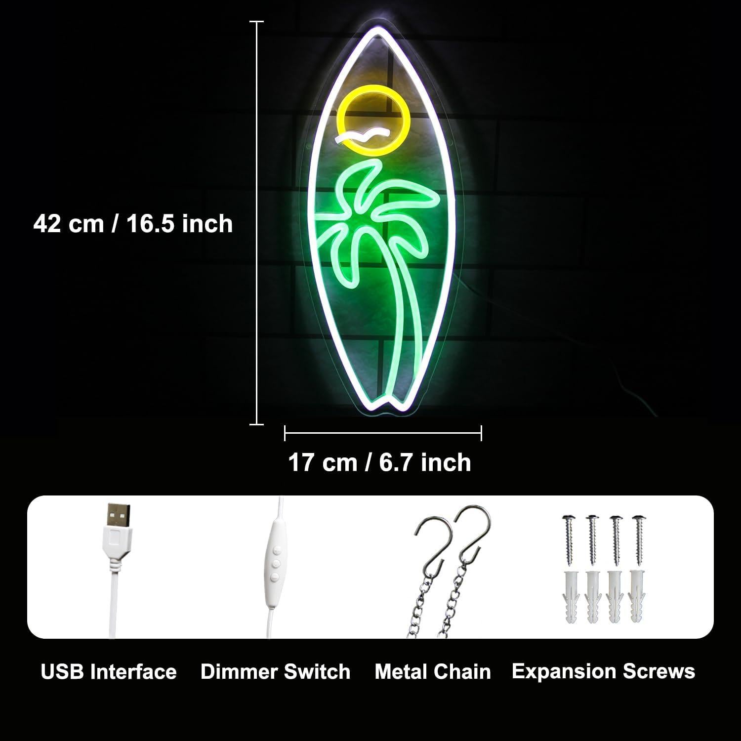 Luz de Neón Tabla de Surf Kullneon 42x17 cm Regulable