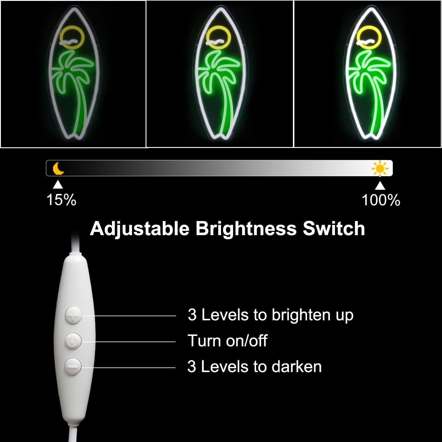 Luz de Neón Tabla de Surf Kullneon 42x17 cm Regulable
