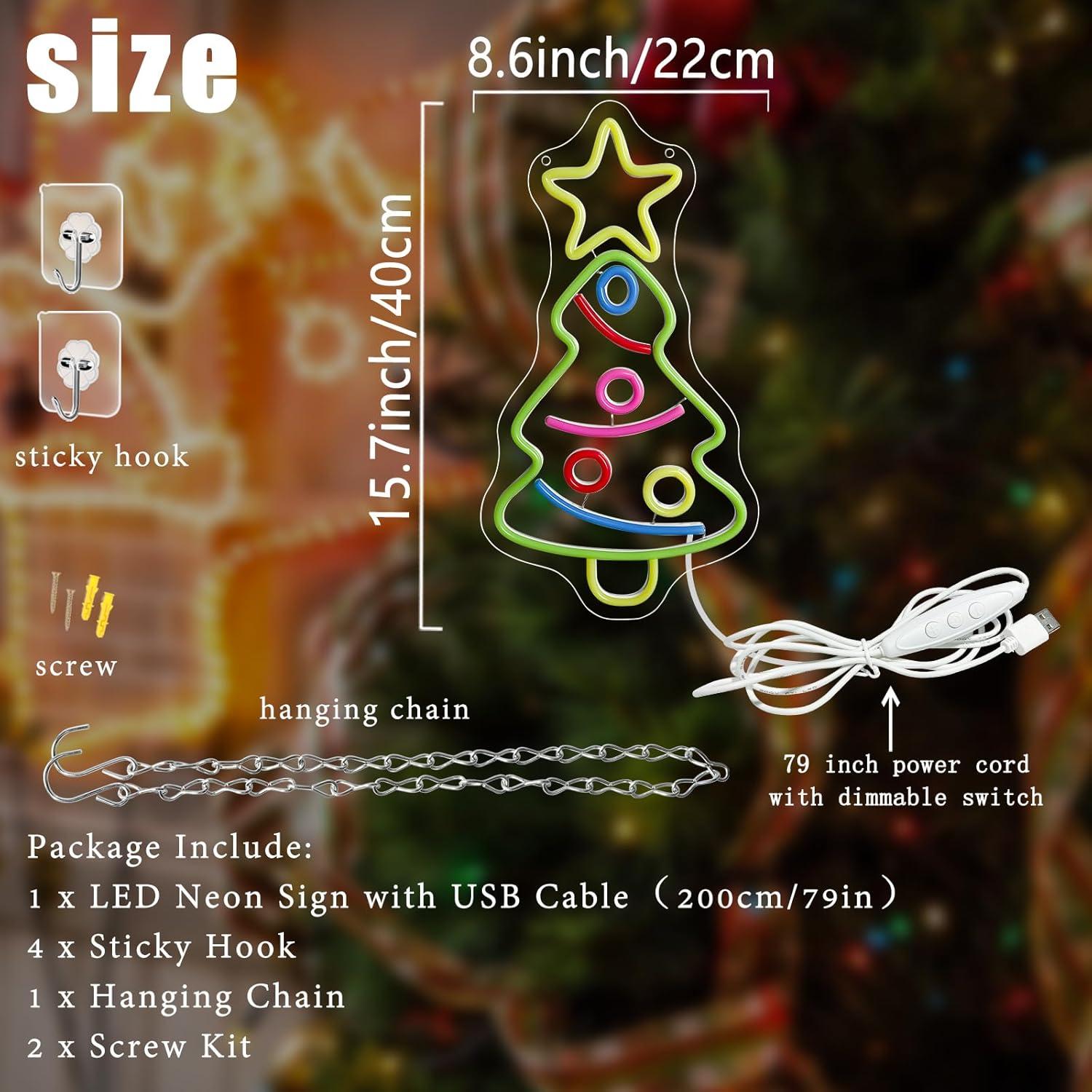 Luz de Neón LED Árbol de Navidad BerniceKelly 40x22cm USB